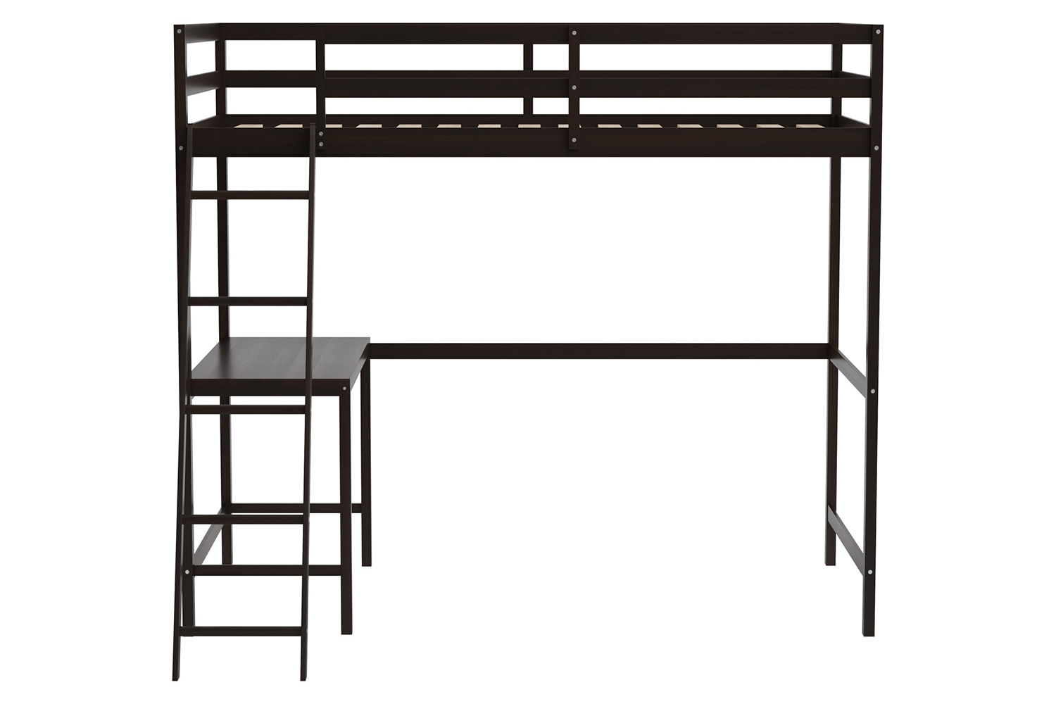 BLNK Riley Wood Bed Frame with Protective Guard Rails and Ladder for Kids and Teens - Espresso, Twin Size