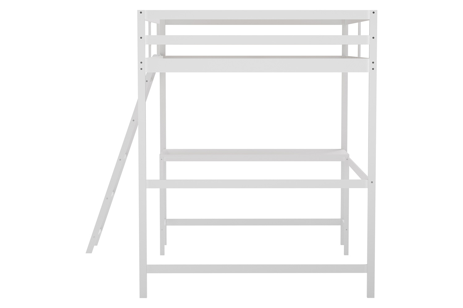 BLNK Riley Wood Bed Frame with Protective Guard Rails and Ladder for Kids and Teens - White, Full Size