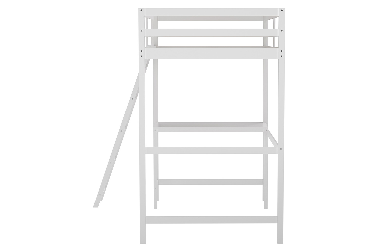 BLNK Riley Wood Bed Frame with Protective Guard Rails and Ladder for Kids and Teens - White, Twin Size