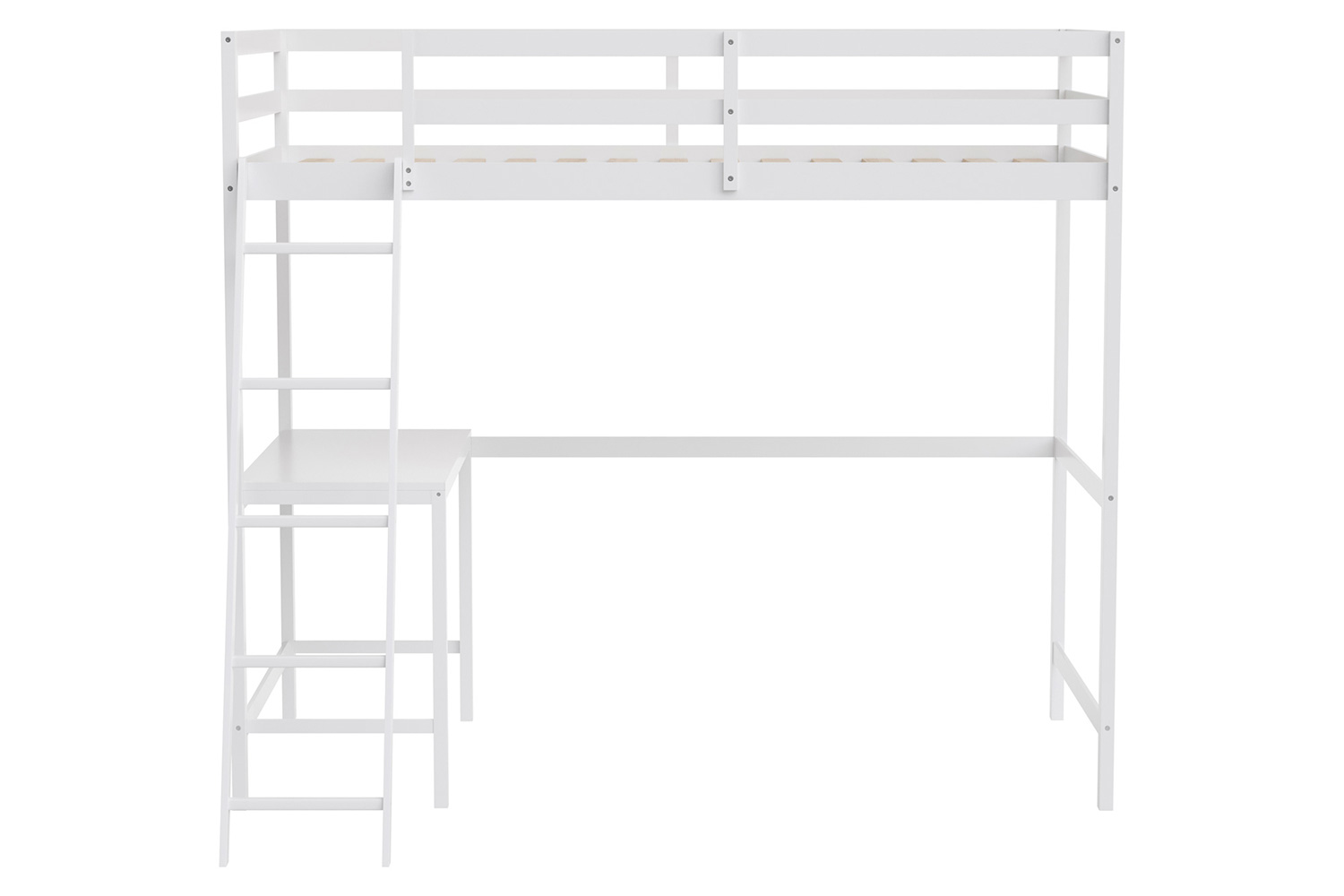 BLNK Riley Wood Bed Frame with Protective Guard Rails and Ladder for Kids and Teens - White, Twin Size