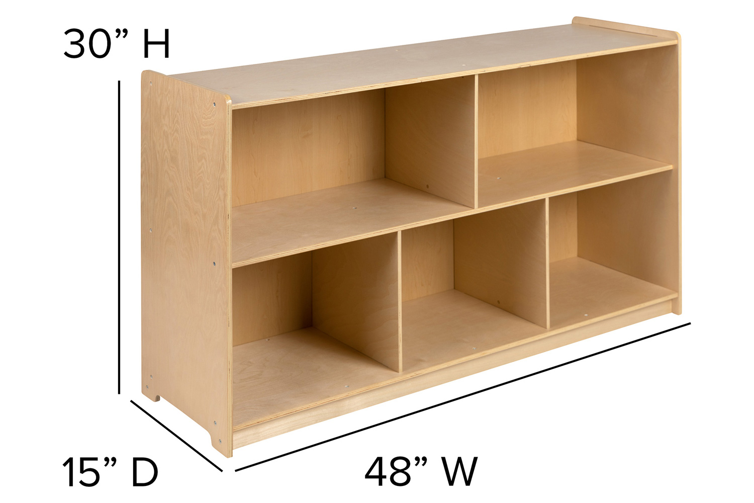 BLNK Hercules Wooden 5 Section School Classroom Storage Cabinet - 30"H x 48"L