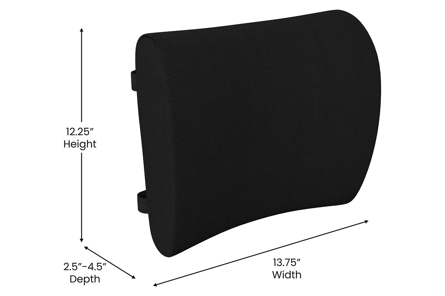 BLNK - Rey Black Lumbar Support Pillow with Adjustable Straps and CertiPUR-US Certified Memory Foam