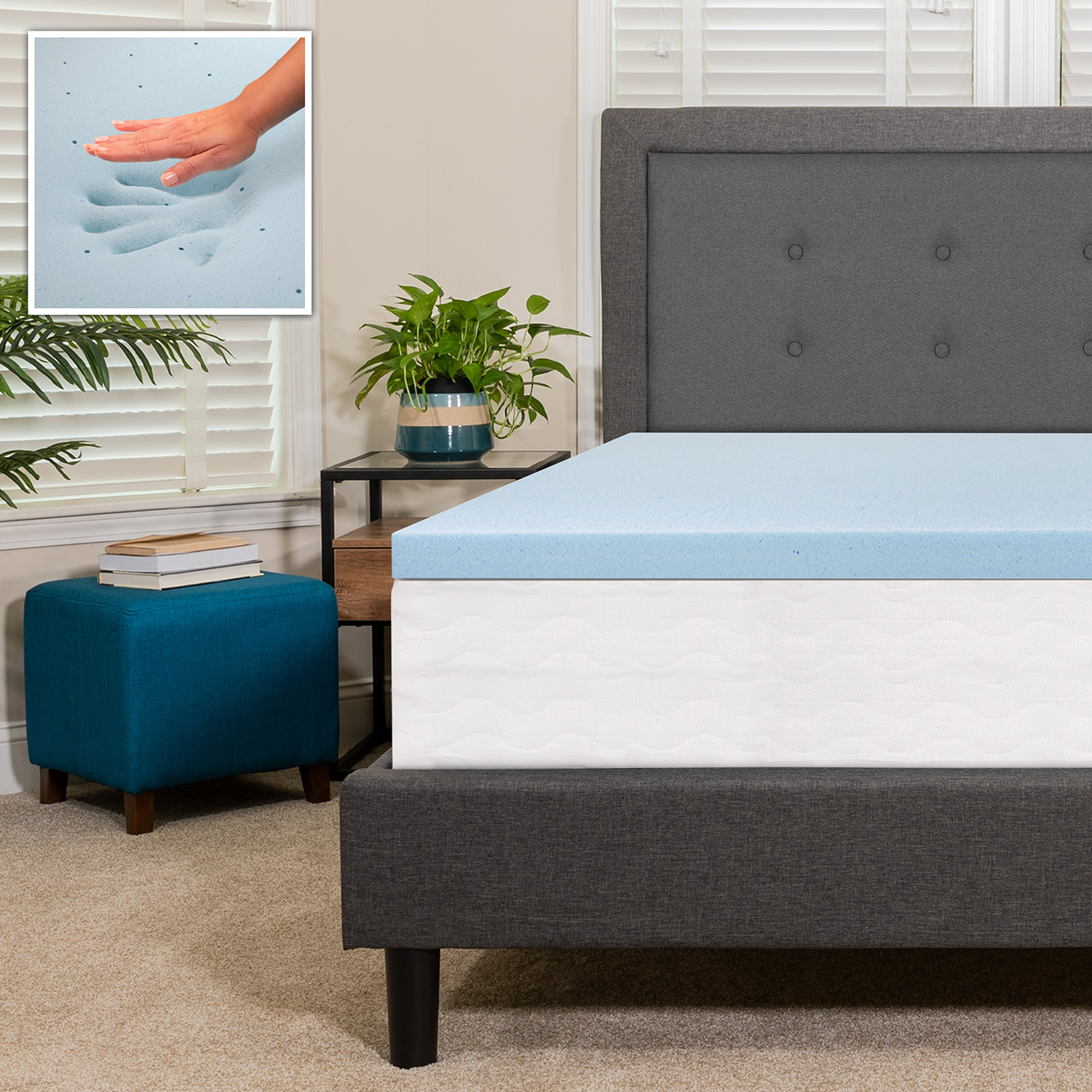 BLNK Capri Comfortable Sleep 2" Cool Gel Memory Foam Mattress Topper - King Size