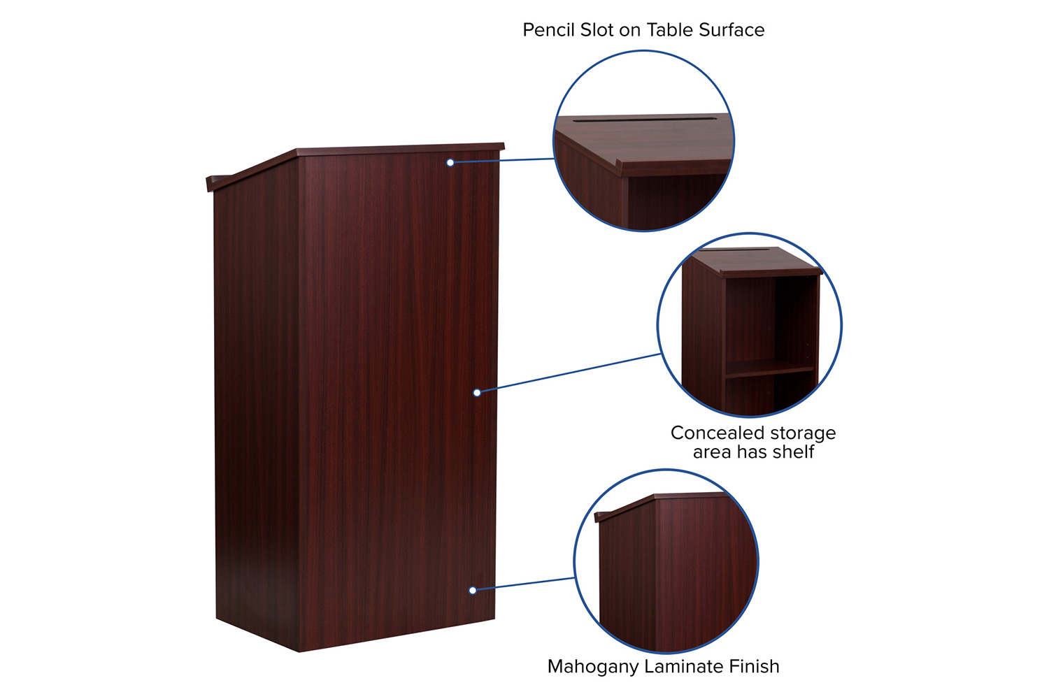 BLNK Mysta Laminate Stand-Up Lectern - Mahogany