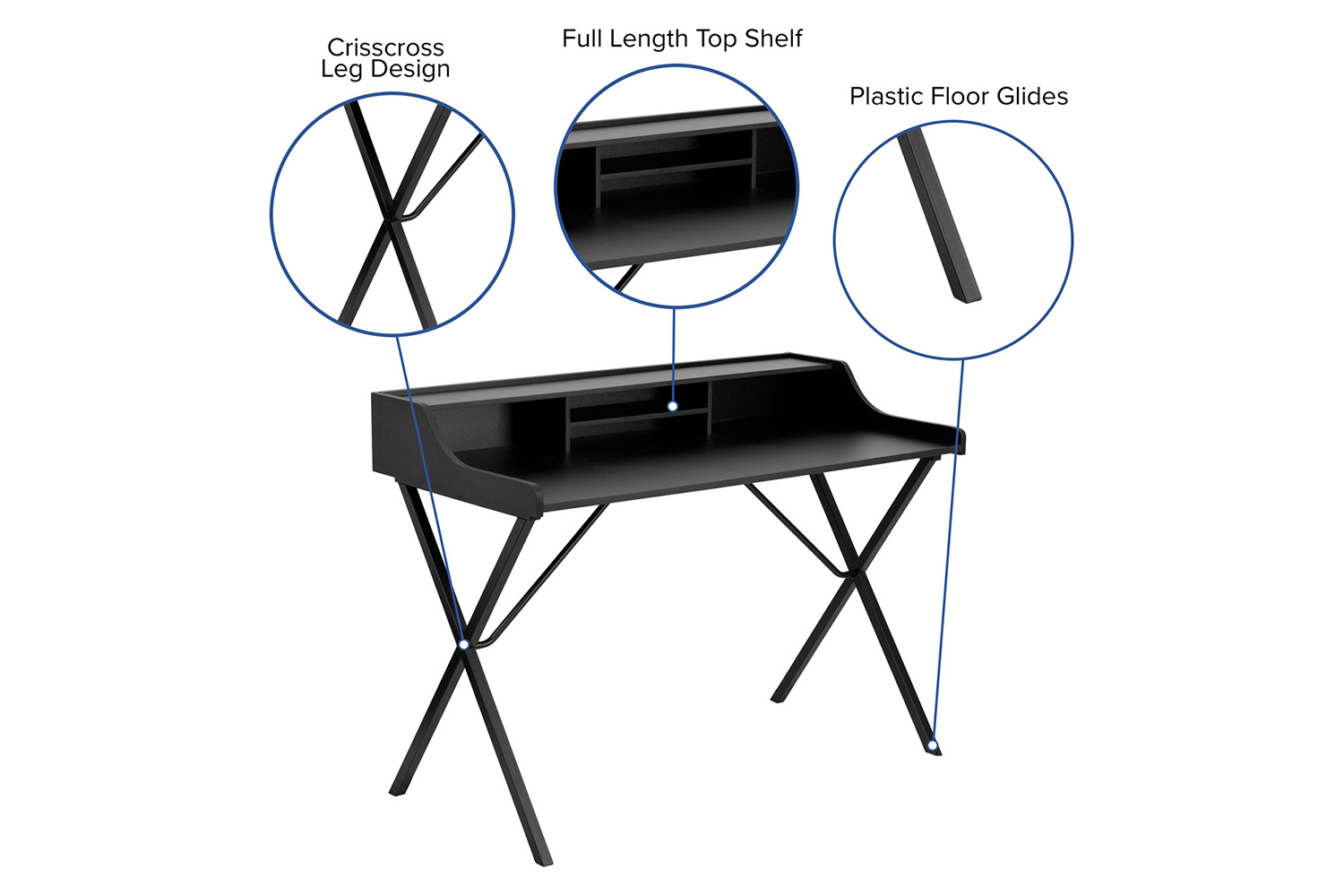 BLNK - Nelly Computer Desk with Top Shelf