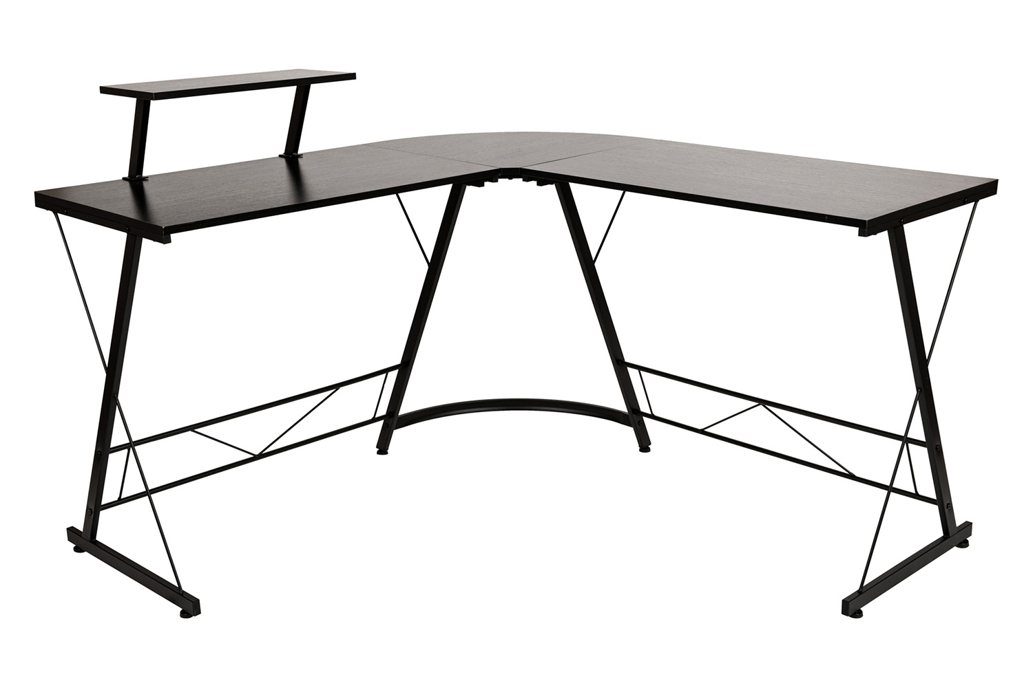 BLNK™ Ginny L-Shaped Computer Desk with Monitor Stand - Black/Black