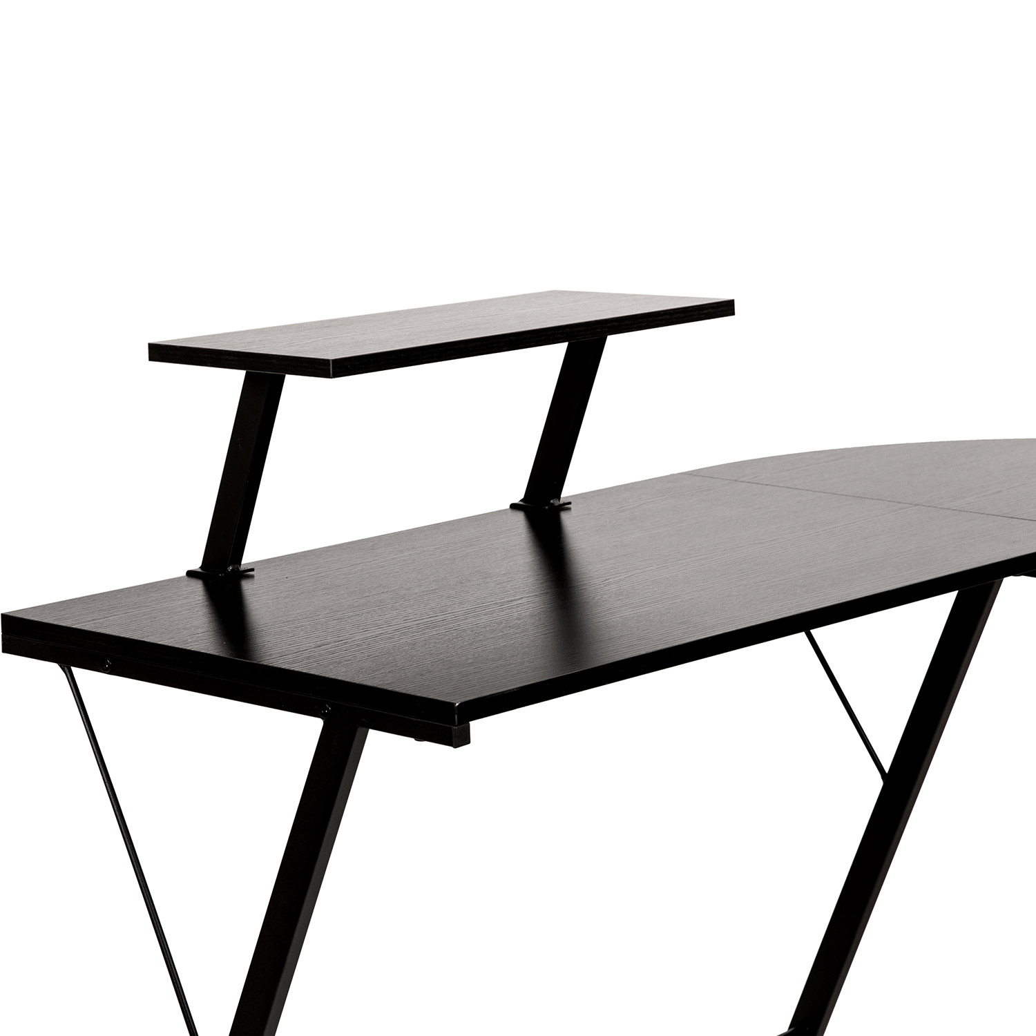 BLNK™ Ginny L-Shaped Computer Desk with Monitor Stand - Black/Black