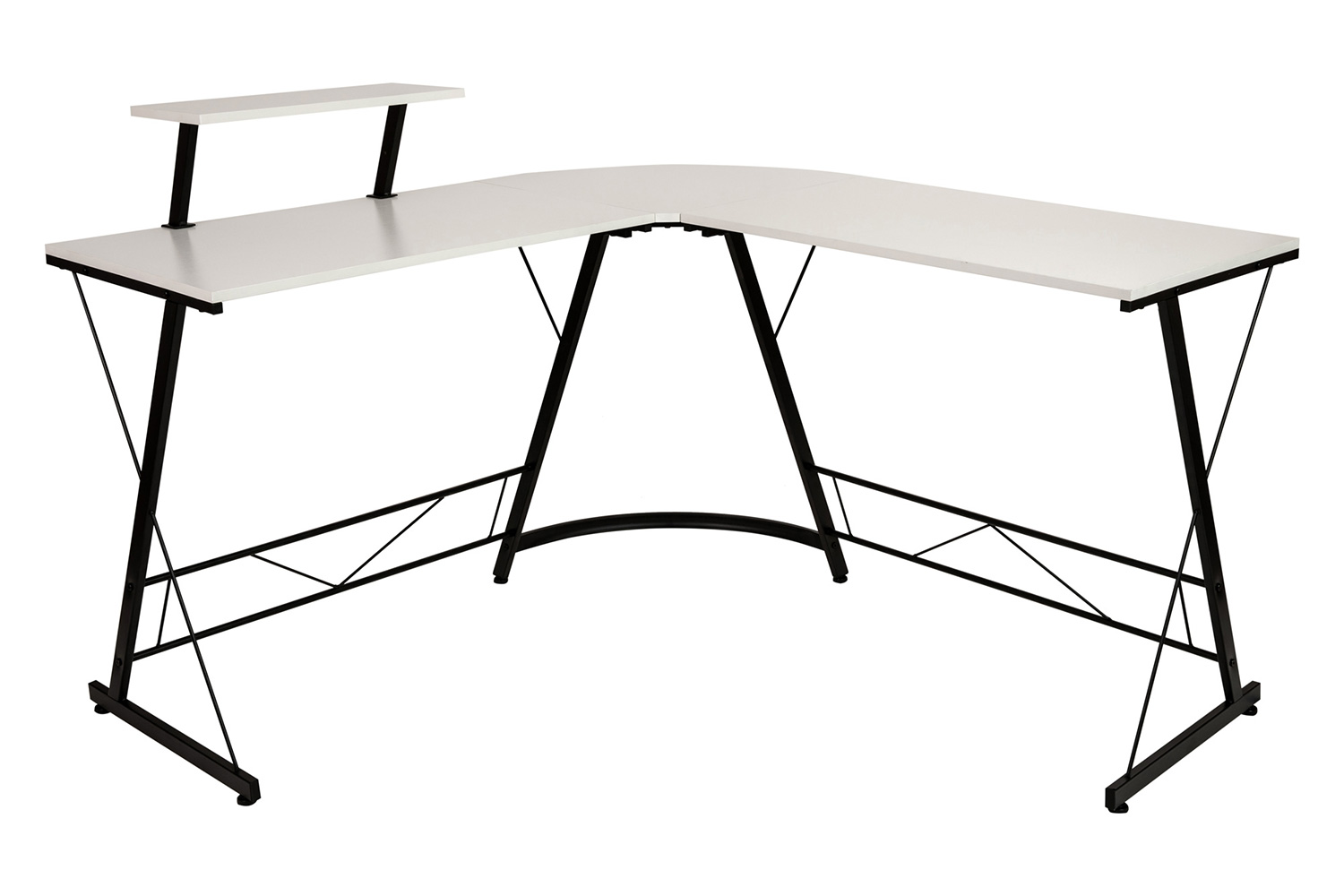 BLNK™ Ginny L-Shaped Computer Desk with Monitor Stand - White/Black