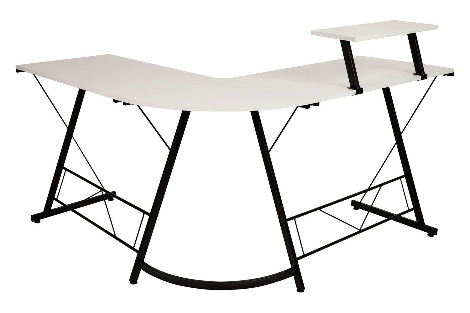 BLNK™ Ginny L-Shaped Computer Desk with Monitor Stand - White/Black