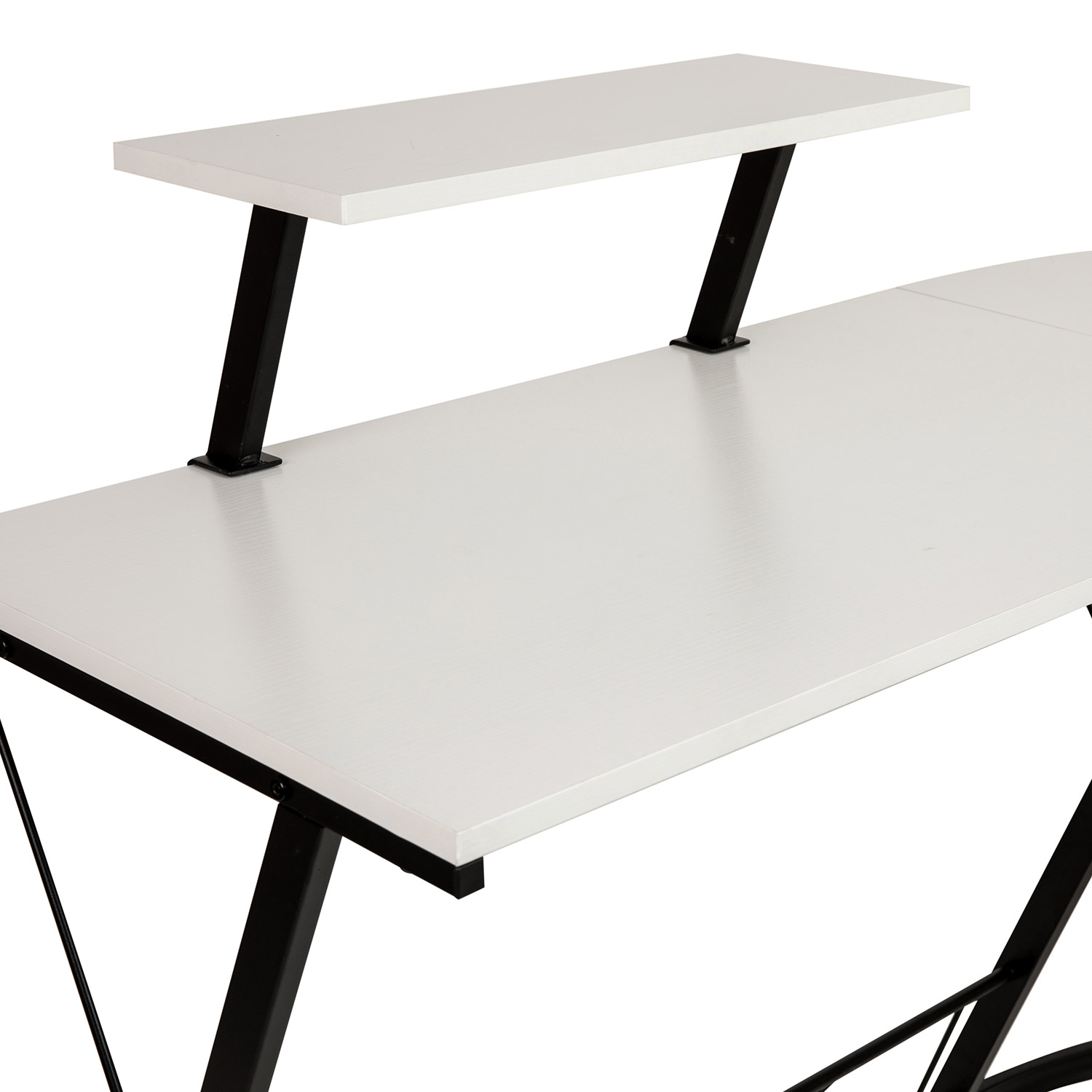 BLNK™ Ginny L-Shaped Computer Desk with Monitor Stand - White/Black