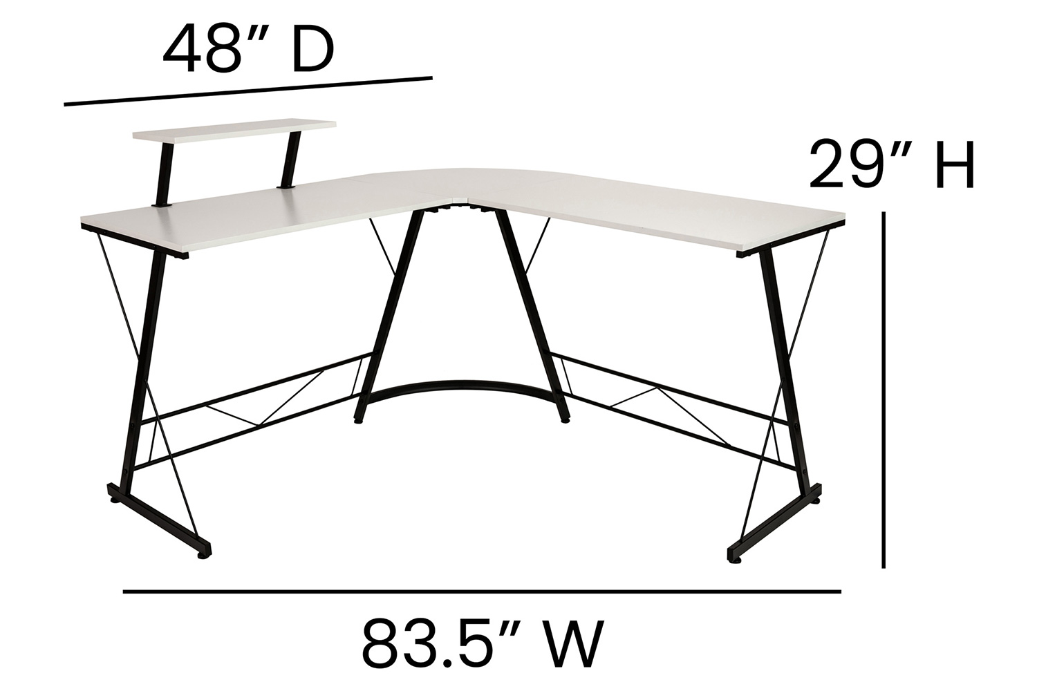 BLNK™ Ginny L-Shaped Computer Desk with Monitor Stand - White/Black