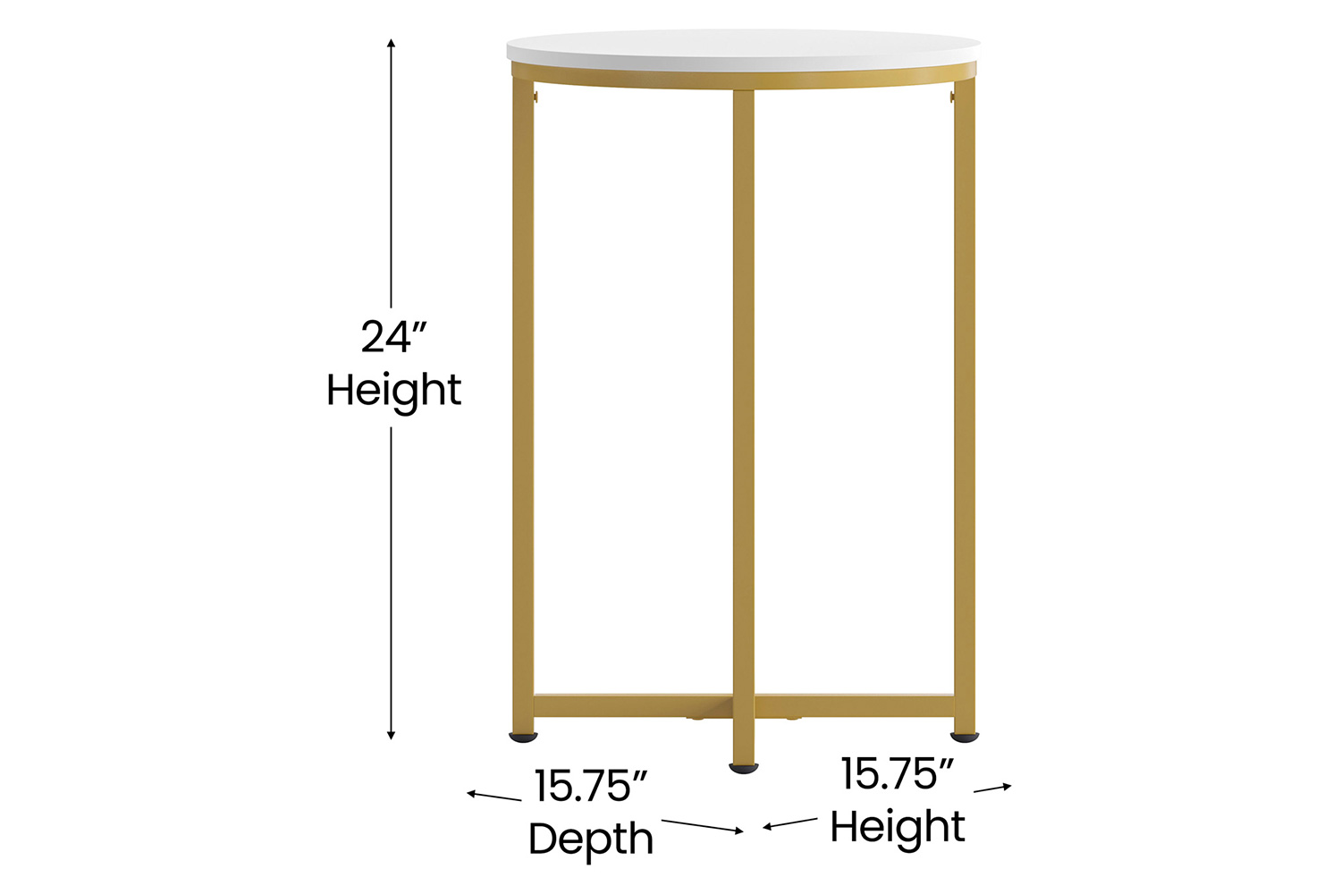 BLNK Hampstead Collection Coffee and End Table Set with White Laminate Top 3 Piece - Brushed Gold