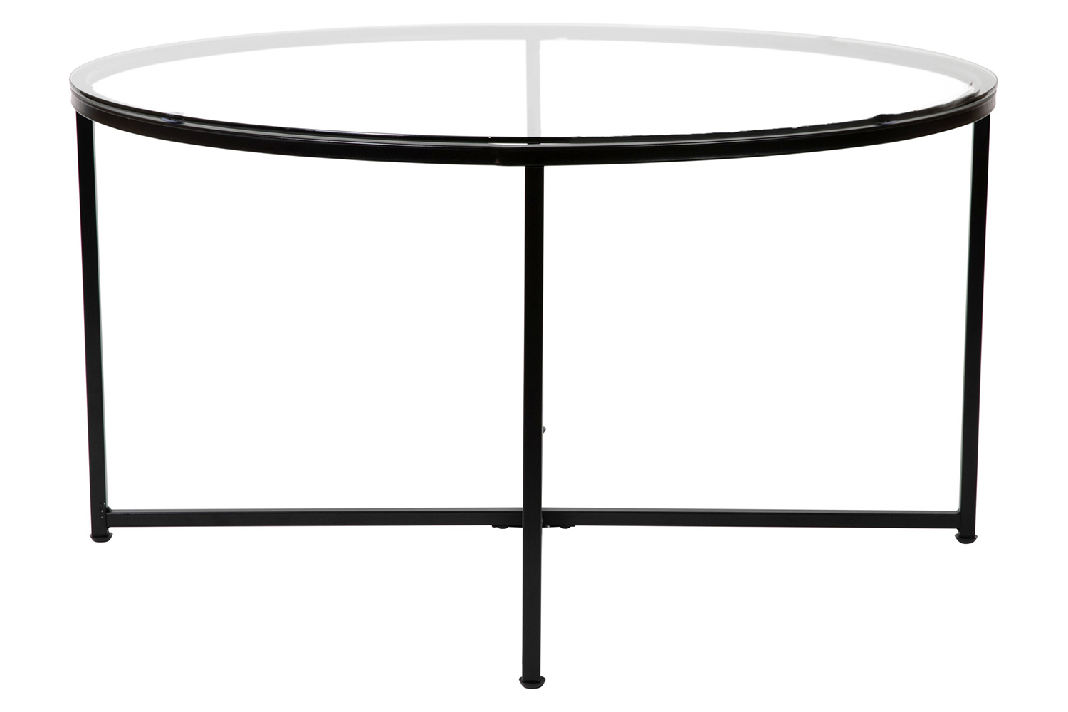 BLNK Greenwich Collection Coffee and End Table Set with Clear Glass Top 3 Piece - Matte Black