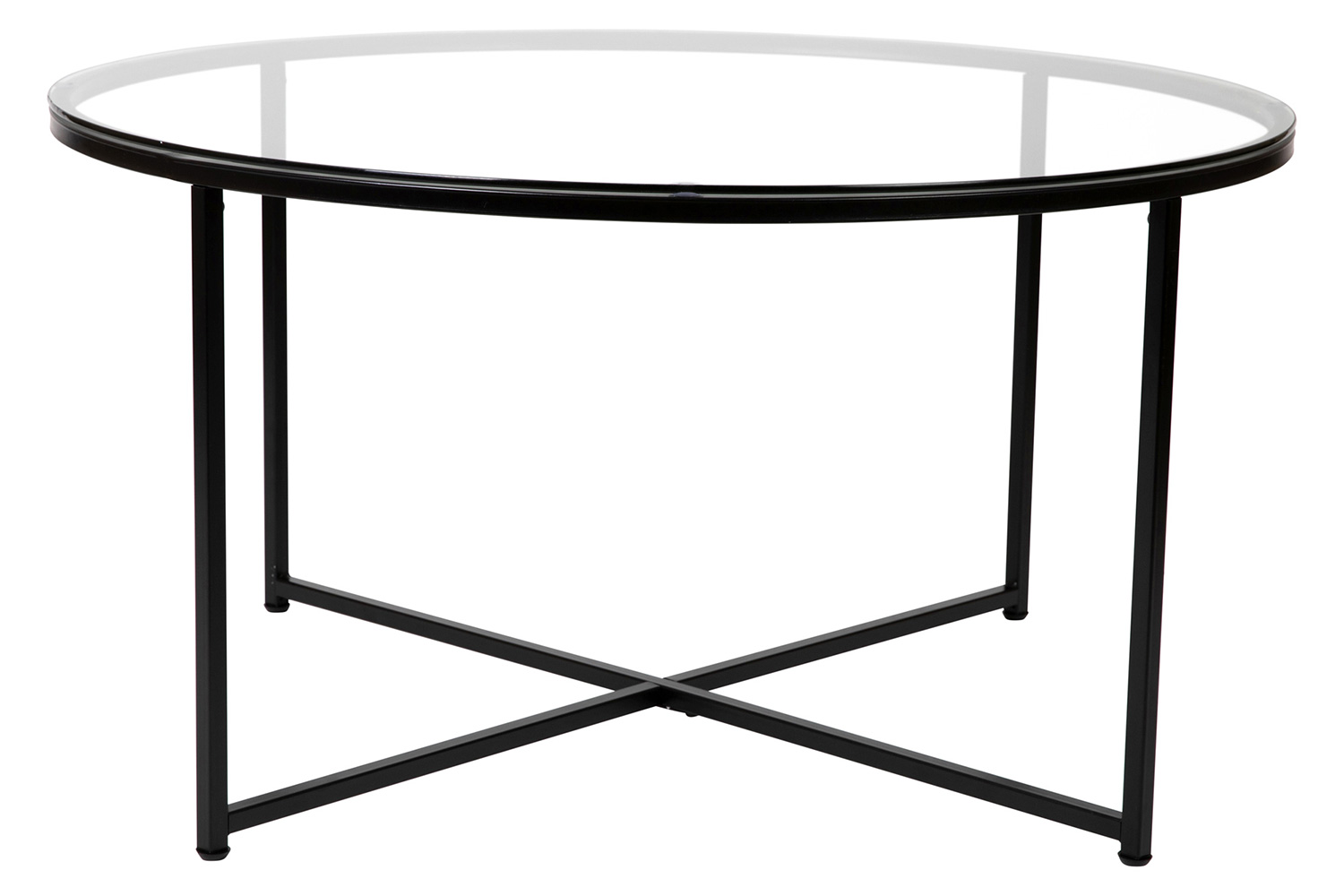 BLNK Greenwich Collection Coffee and End Table Set with Clear Glass Top 3 Piece - Matte Black