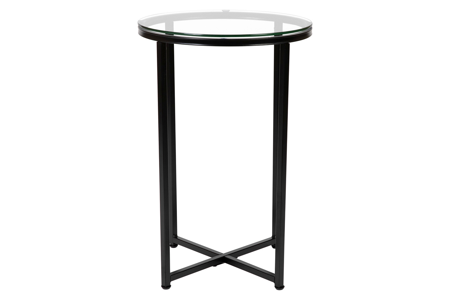 BLNK Greenwich Collection Coffee and End Table Set with Clear Glass Top 3 Piece - Matte Black