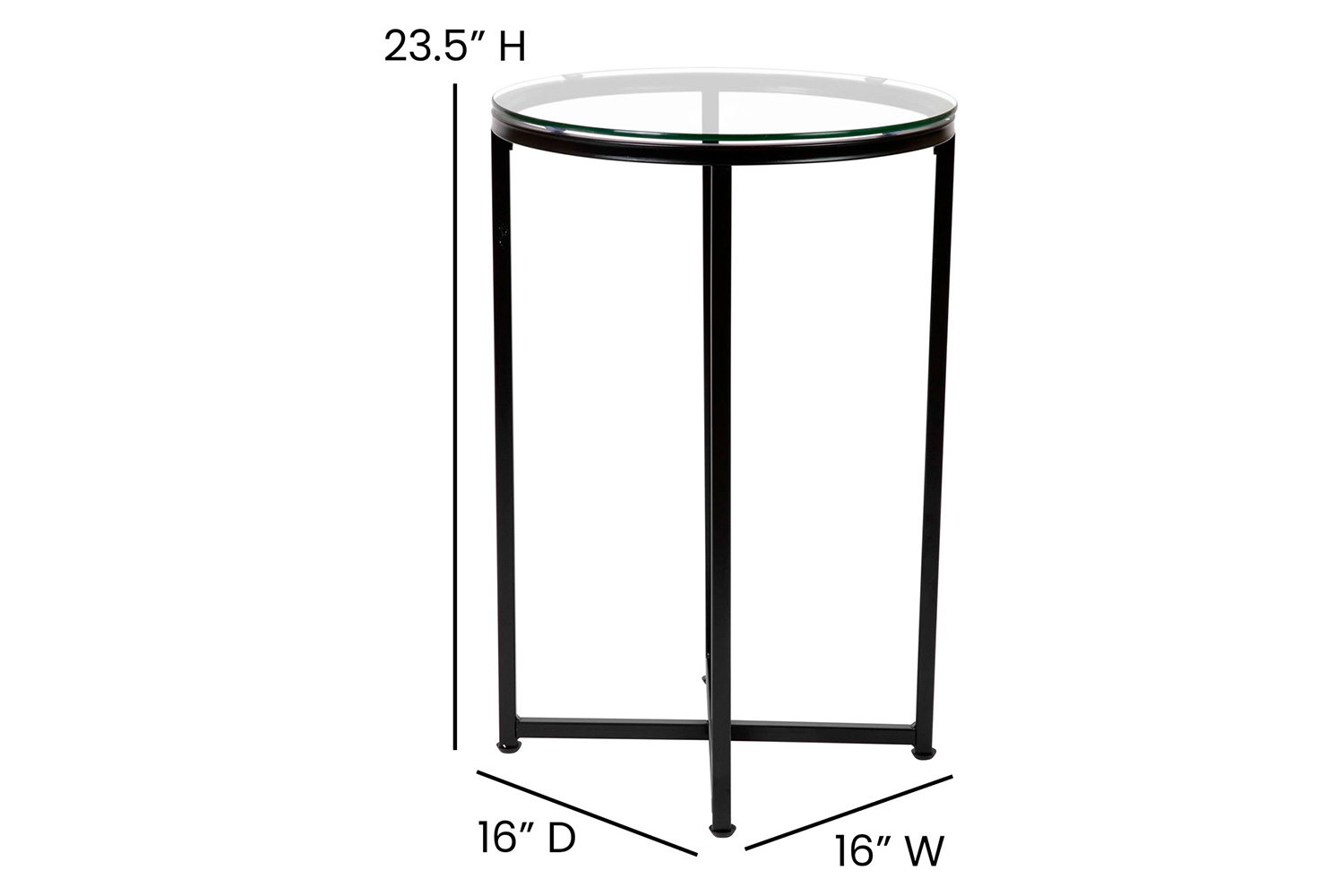 BLNK Greenwich Collection Coffee and End Table Set with Clear Glass Top 3 Piece - Matte Black