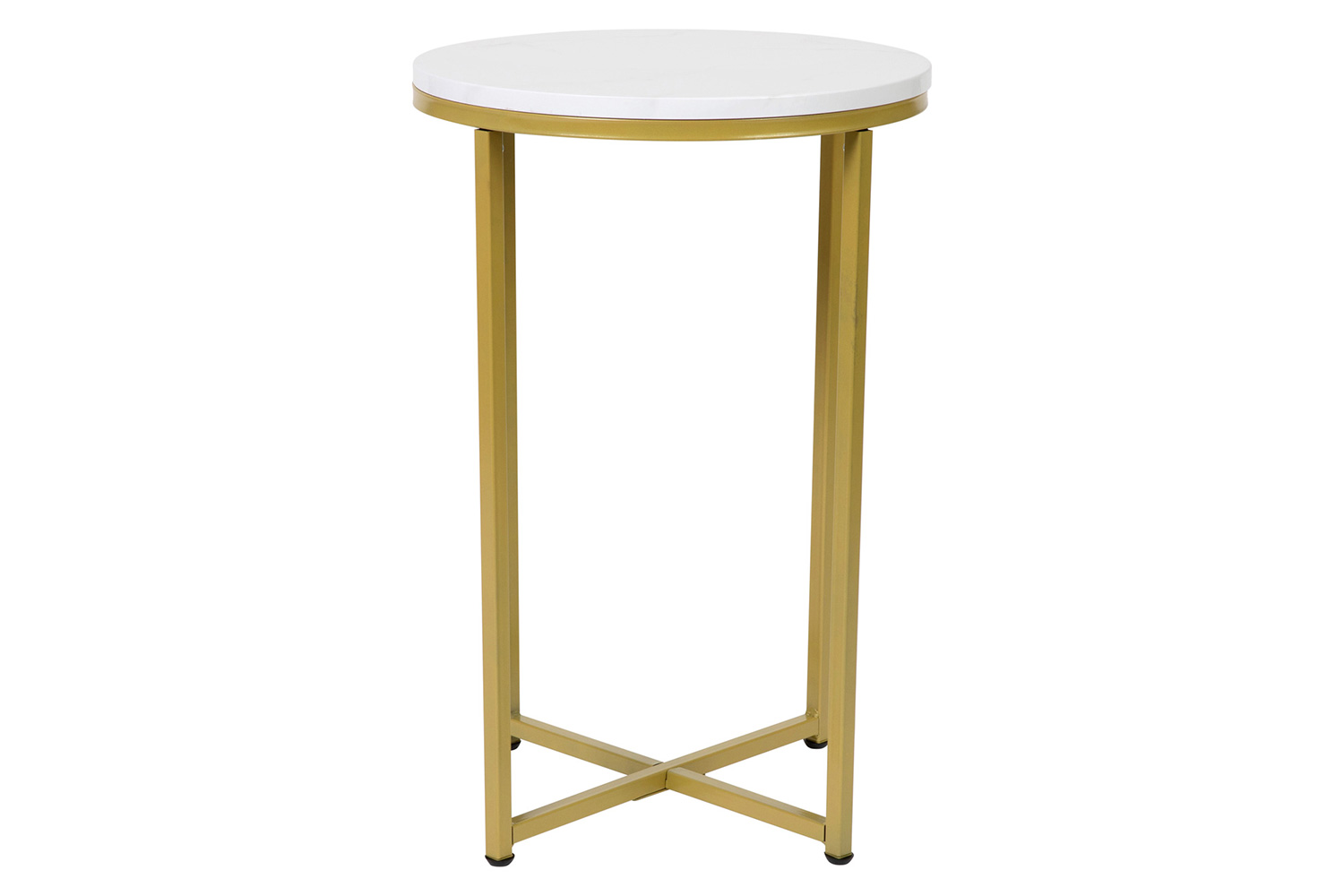 BLNK Hampstead Collection Coffee and End Table Set with White Marbled Laminate Top 3 Piece - Brushed Gold