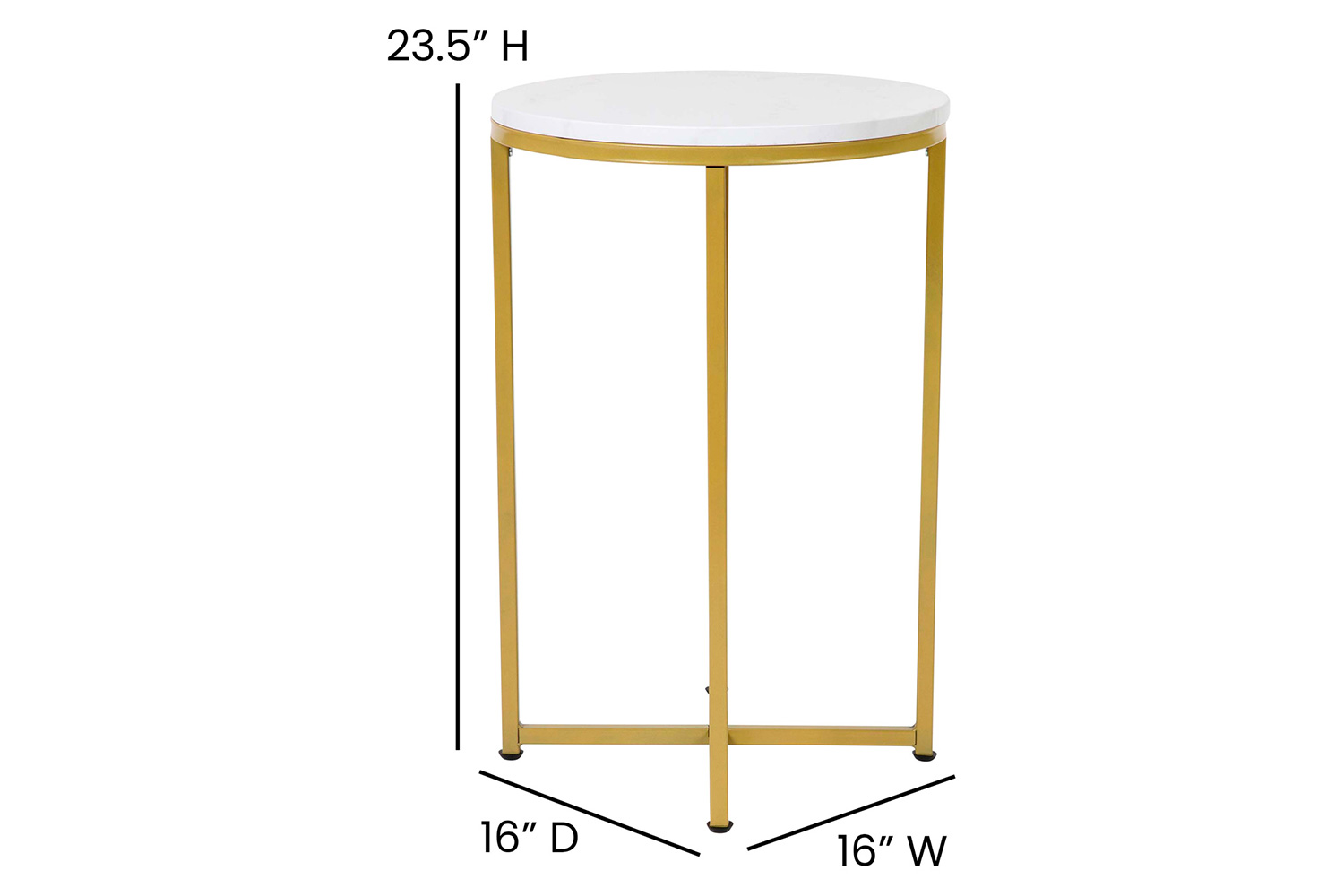 BLNK Hampstead Collection Coffee and End Table Set with White Marbled Laminate Top 3 Piece - Brushed Gold