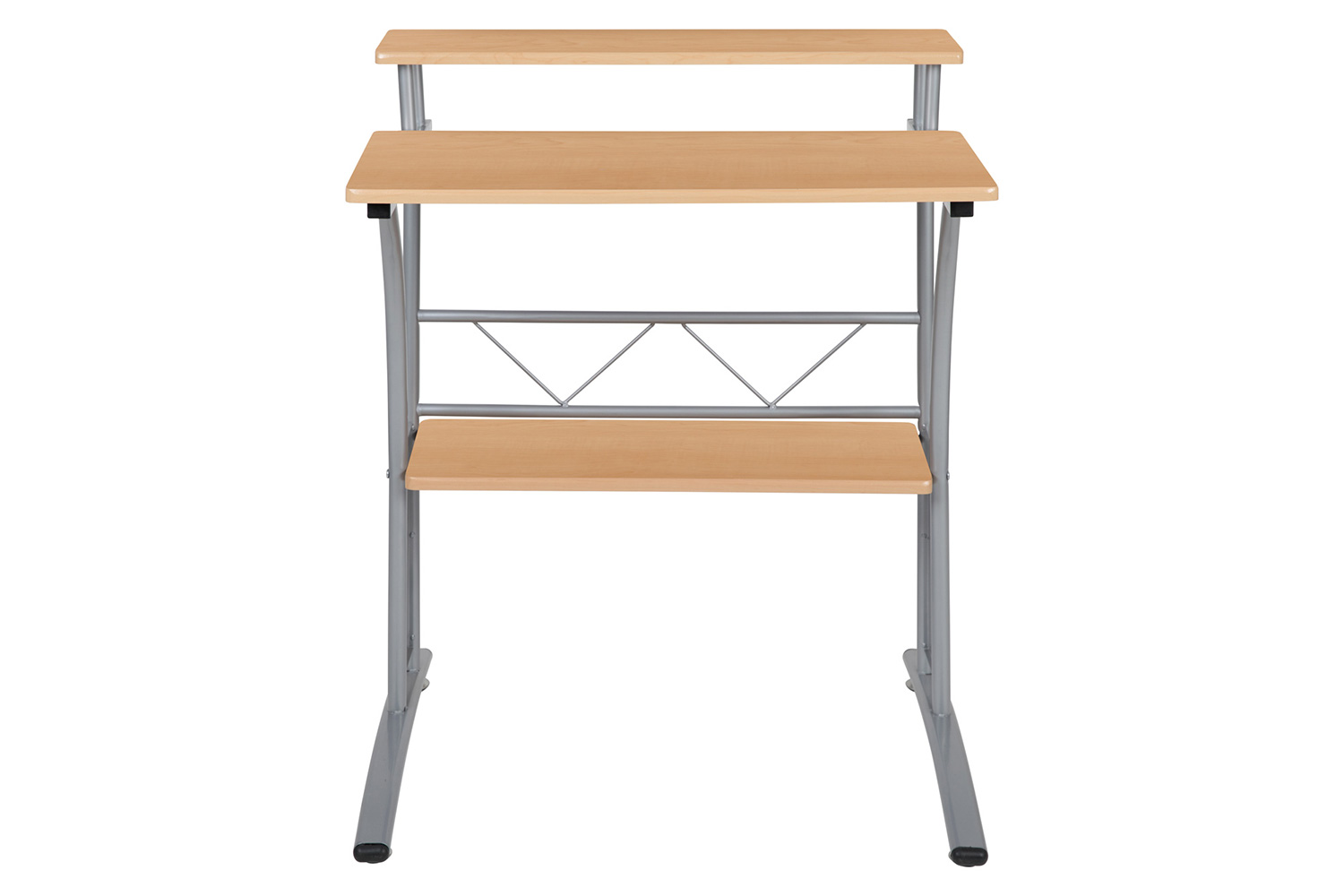 BLNK Clifton Computer Desk with Top and Lower Storage Shelves - Maple