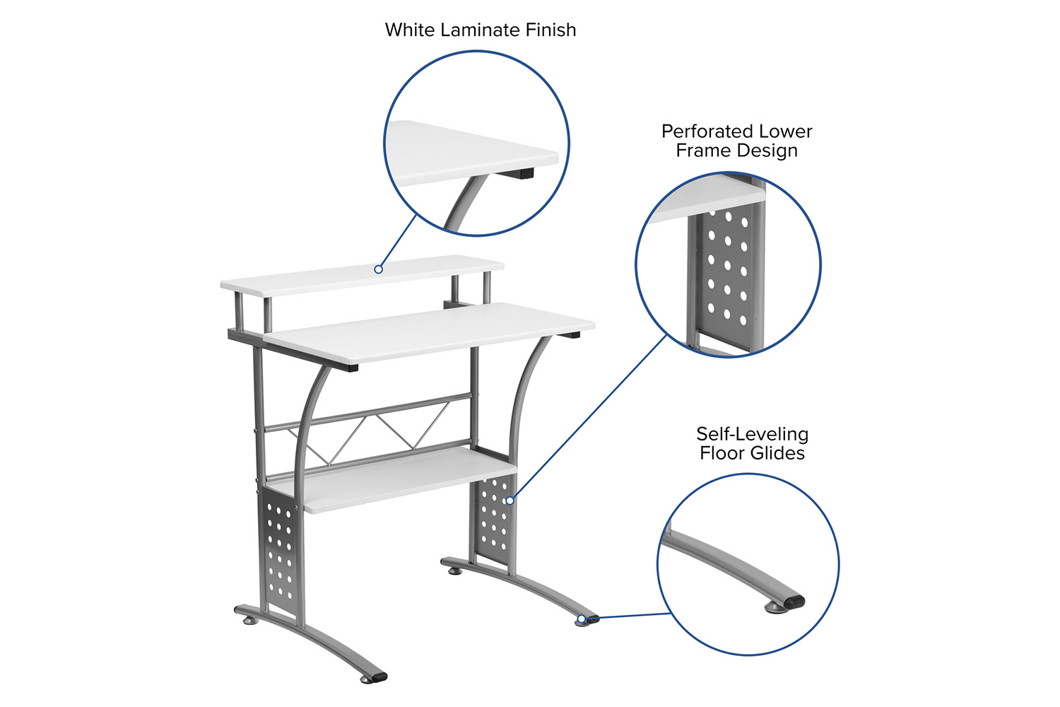 BLNK Clifton Computer Desk - White