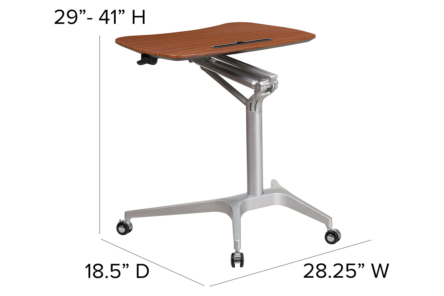 BLNK Gia Mobile Stand-Up Computer Ergonomic Desk - Mahogany