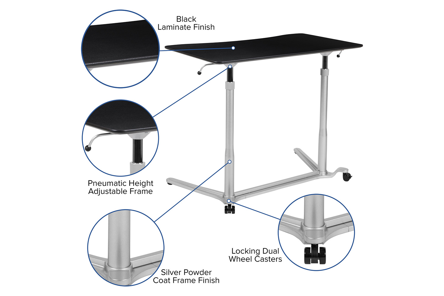 BLNK Merritt Stand-Up Computer Ergonomic Desk - Black