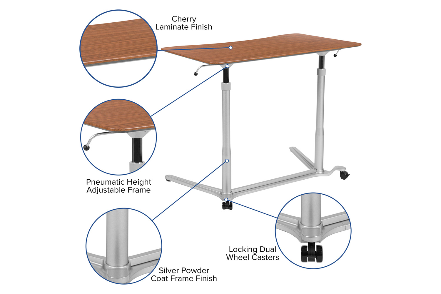 BLNK Merritt Stand-Up Computer Ergonomic Desk - Cherry