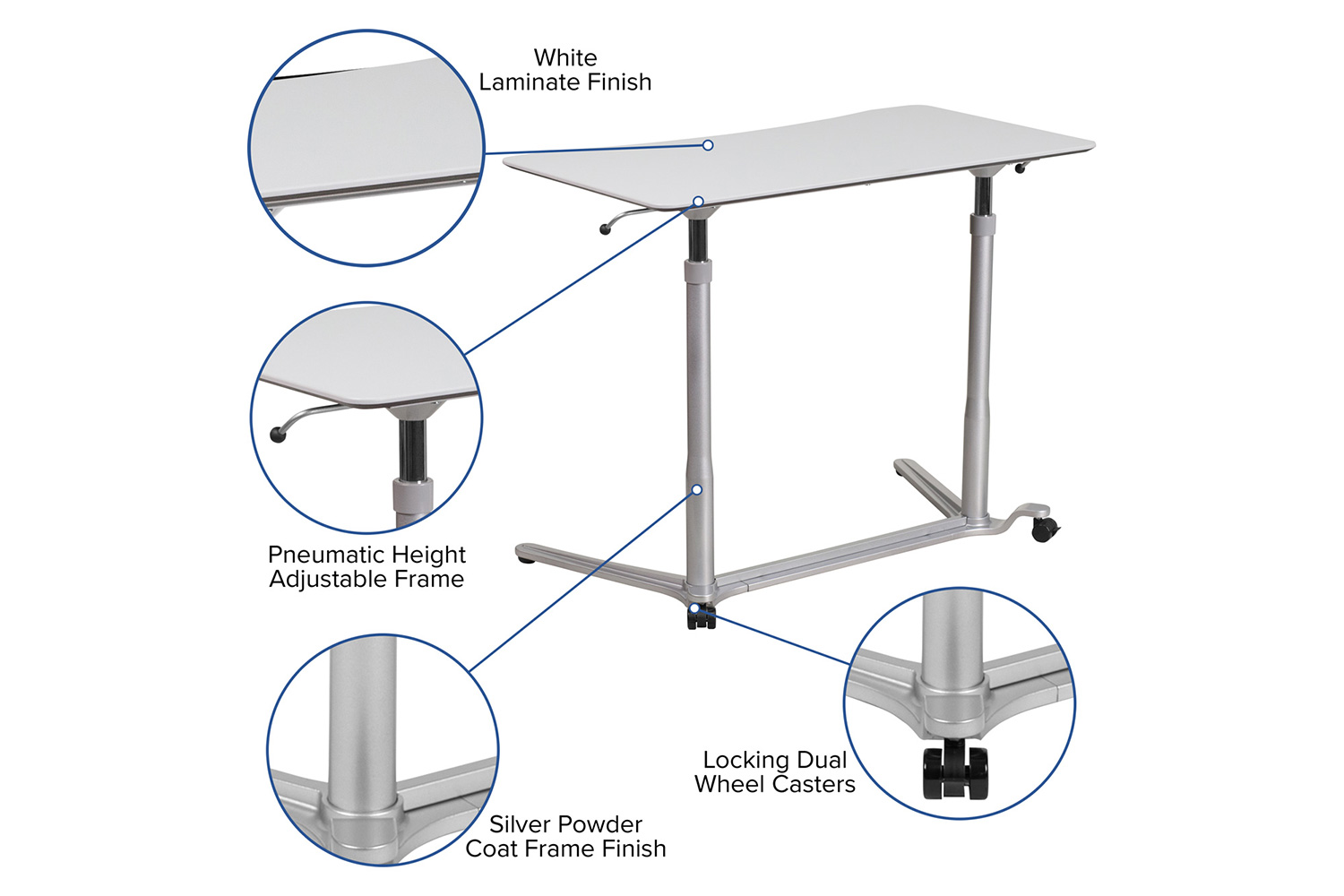 BLNK Merritt Stand-Up Computer Ergonomic Desk - Light Gray