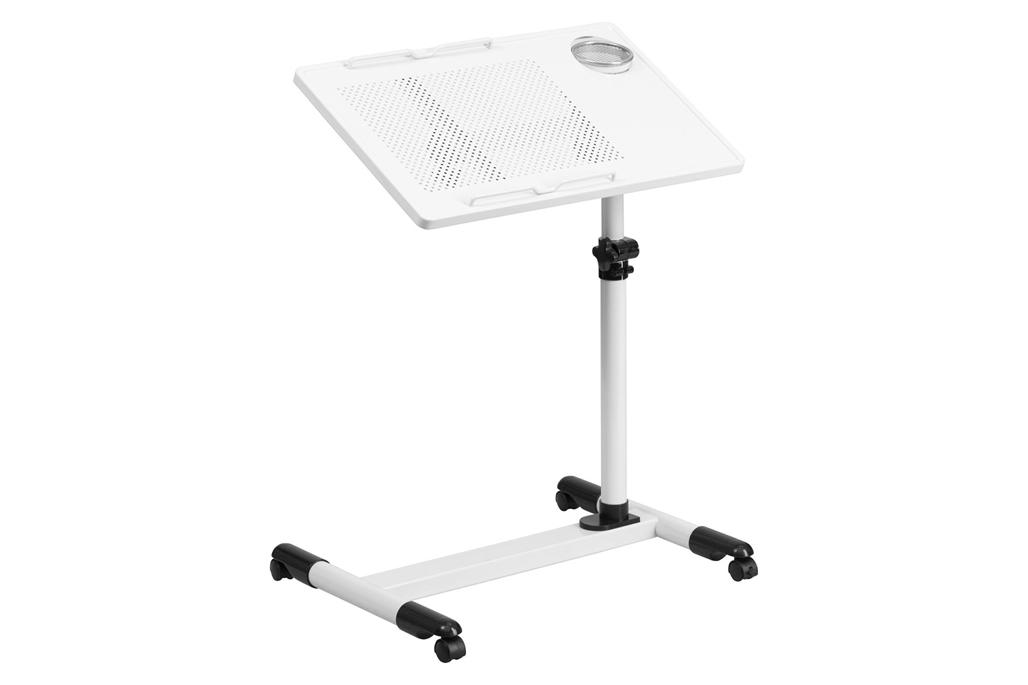 BLNK Macon Adjustable Height Steel Mobile Computer Desk - White