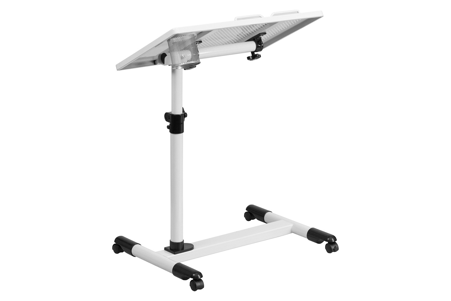 BLNK Macon Adjustable Height Steel Mobile Computer Desk - White