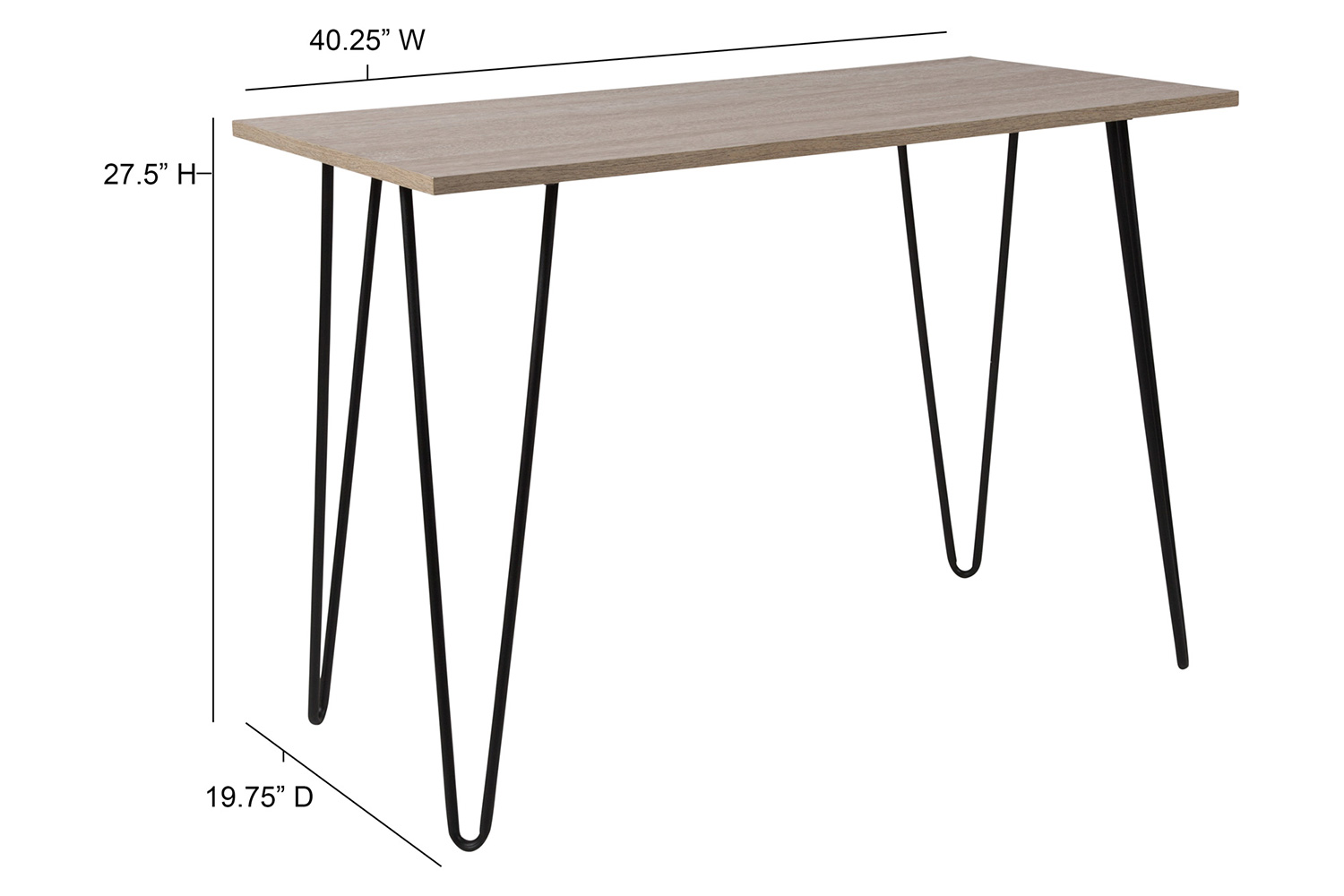 BLNK - Oak Park Collection Console Table with Black Metal Legs