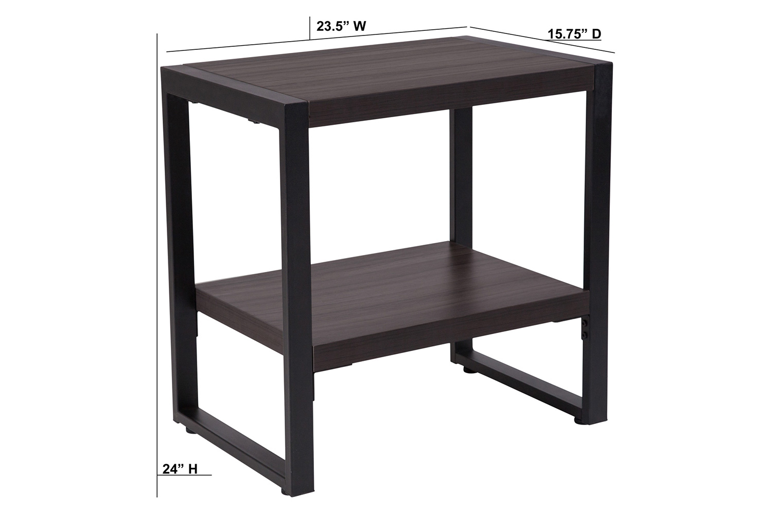 BLNK - Thompson Collection Charcoal Wood Grain Finish End Table with Black Metal Frame