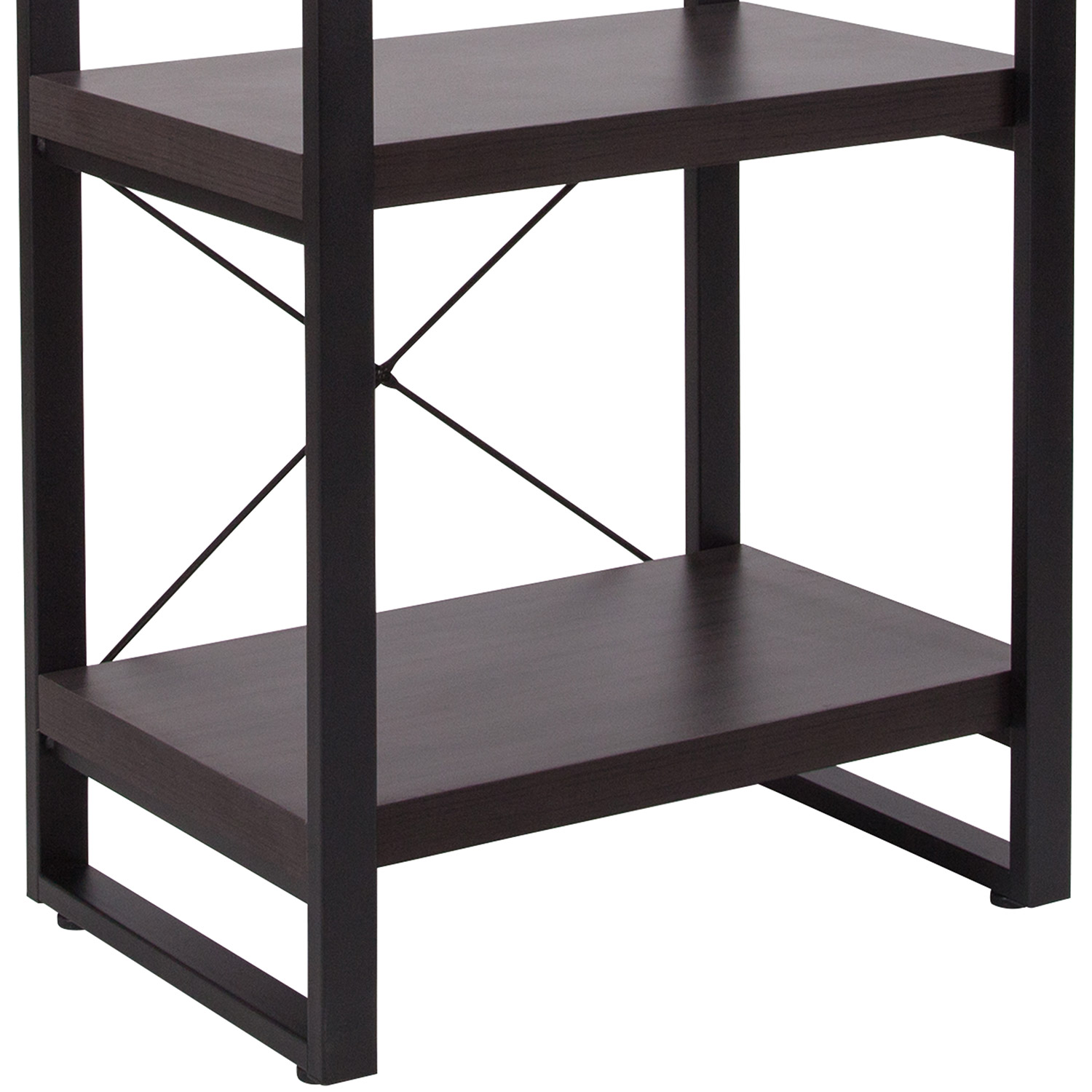 BLNK - Thompson Collection 4 Shelf Etagere Bookcase in Charcoal Wood Grain Finish