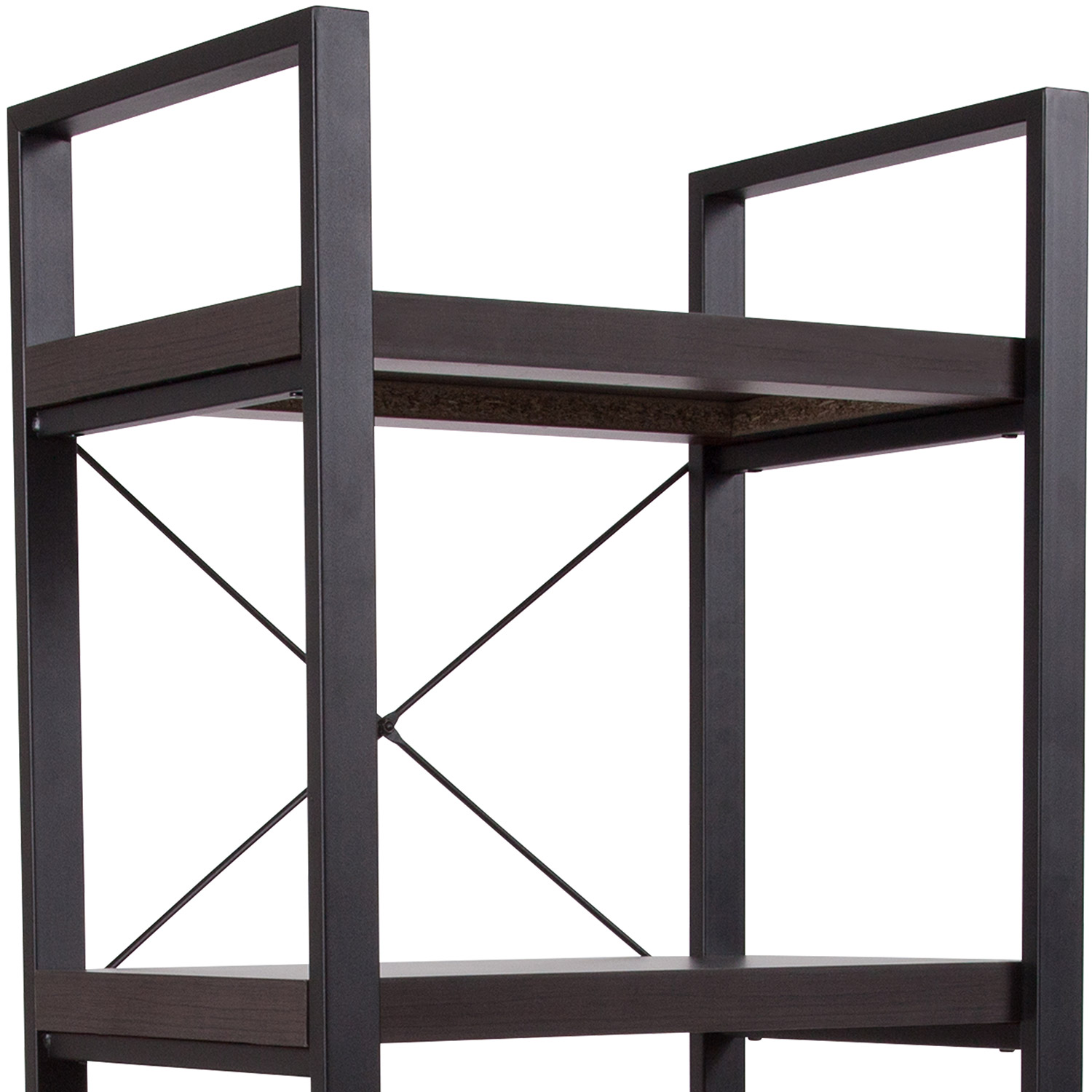 BLNK - Thompson Collection 4 Shelf Etagere Bookcase in Charcoal Wood Grain Finish