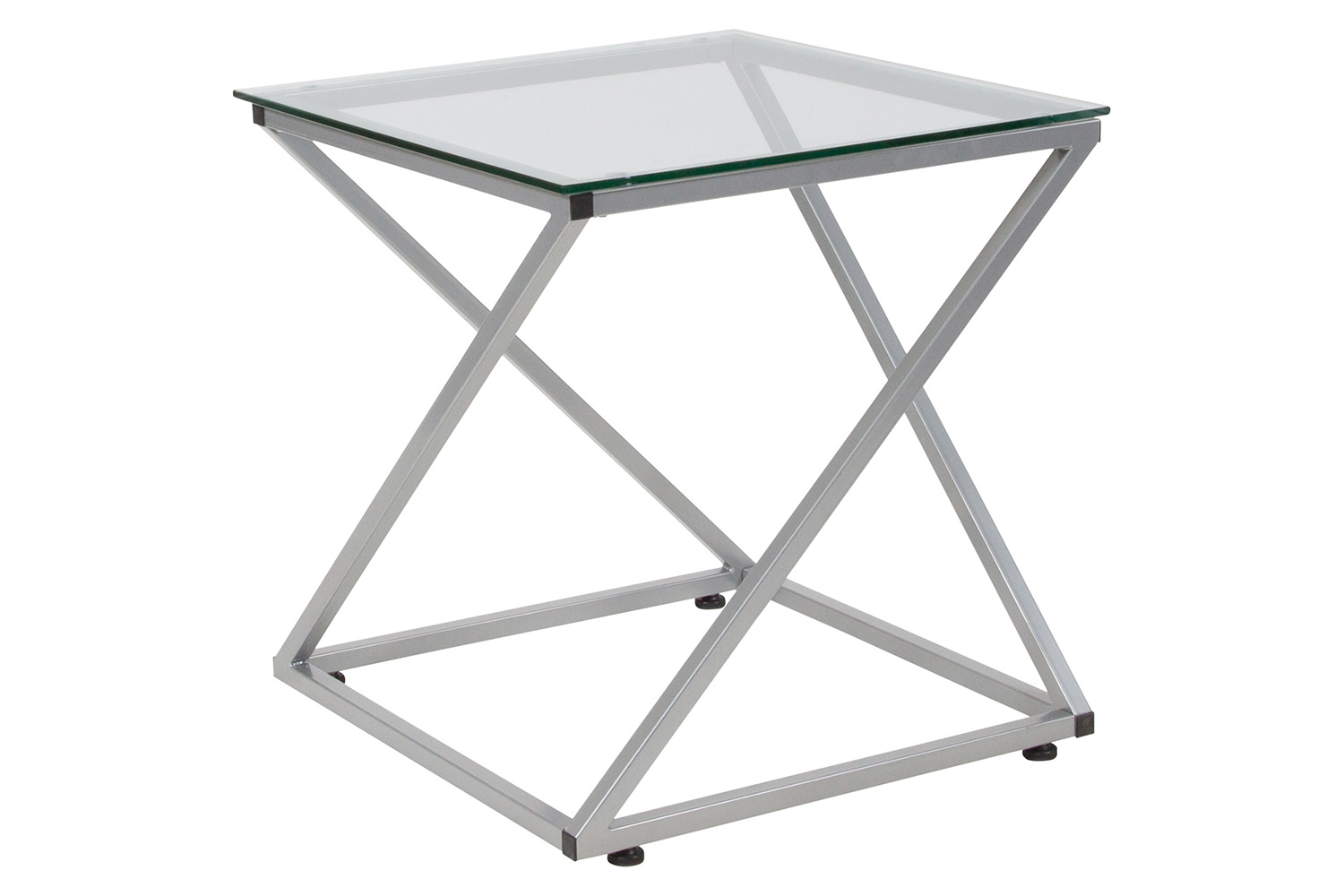 BLNK - Park Avenue Collection Glass End Table with Contemporary Steel Design