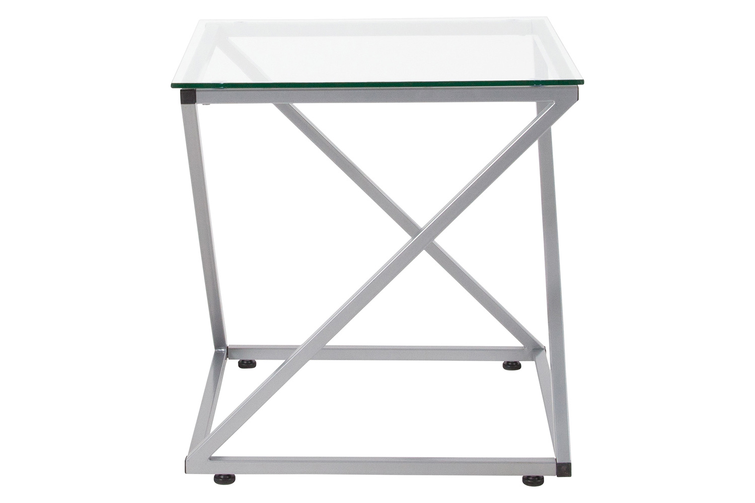 BLNK - Park Avenue Collection Glass End Table with Contemporary Steel Design