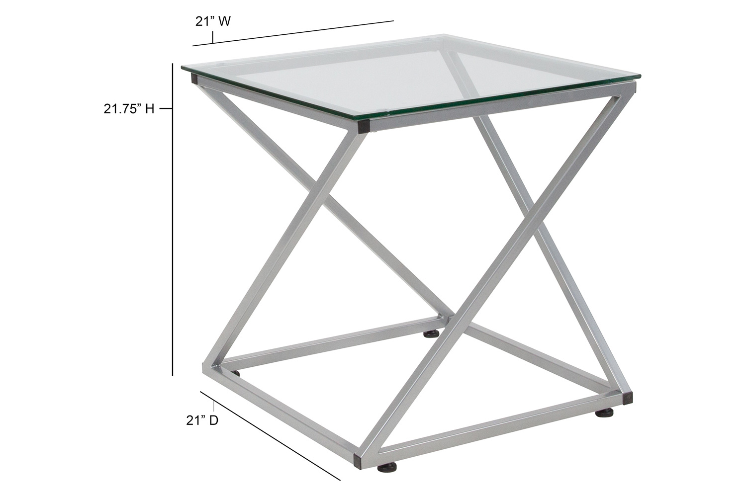 BLNK - Park Avenue Collection Glass End Table with Contemporary Steel Design