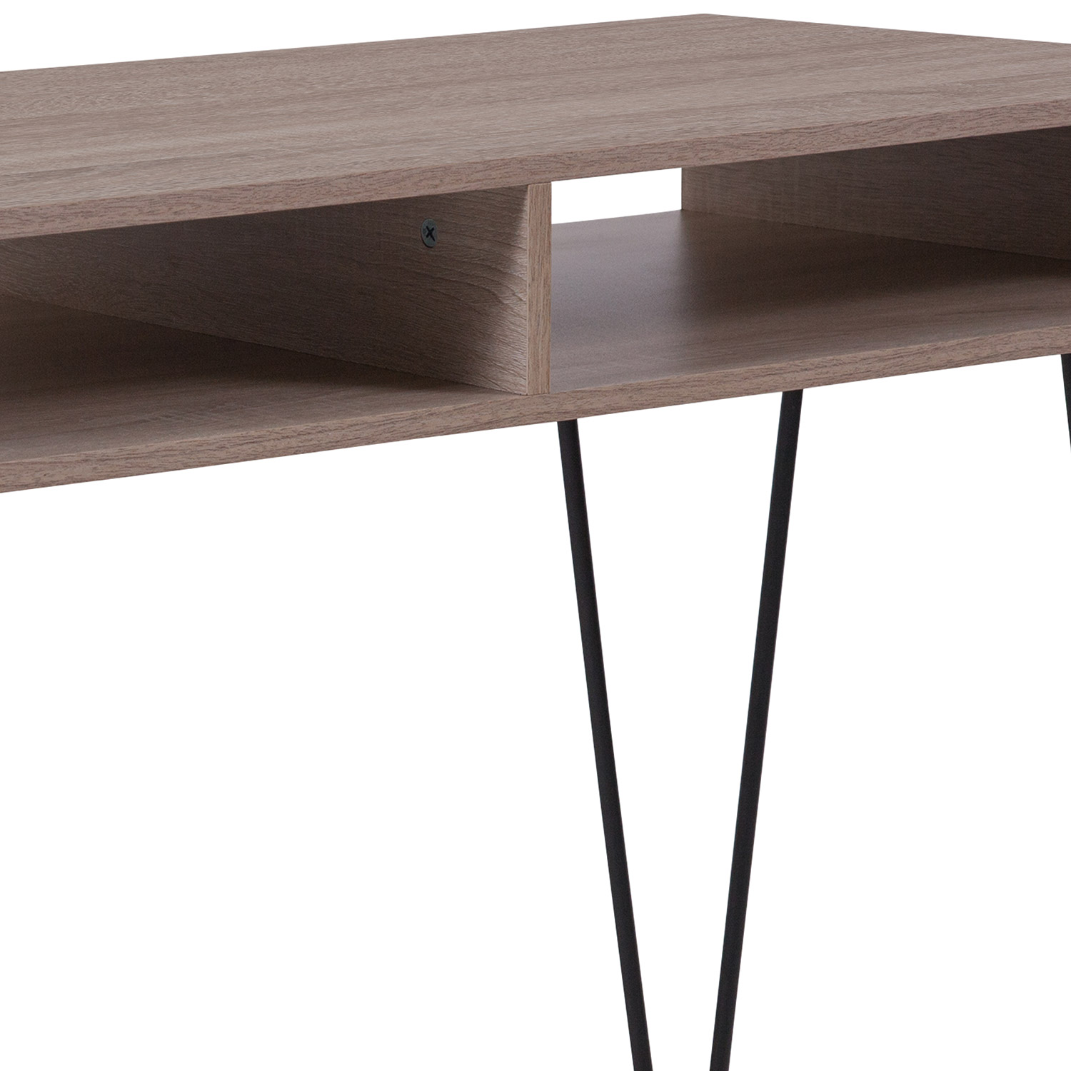 BLNK - Franklin Oak Wood Grain Finish Computer Table with Black Metal Legs