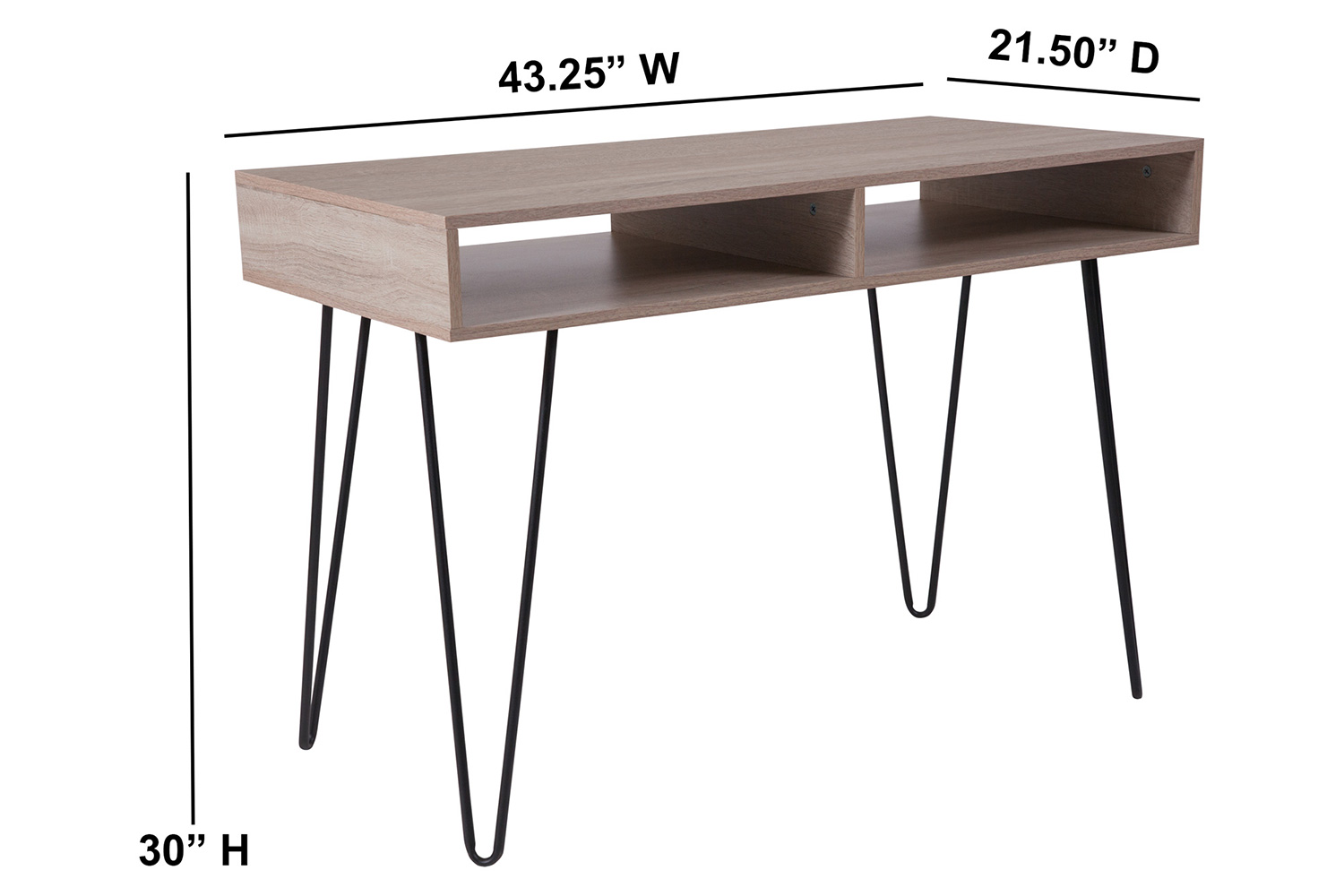 BLNK - Franklin Oak Wood Grain Finish Computer Table with Black Metal Legs