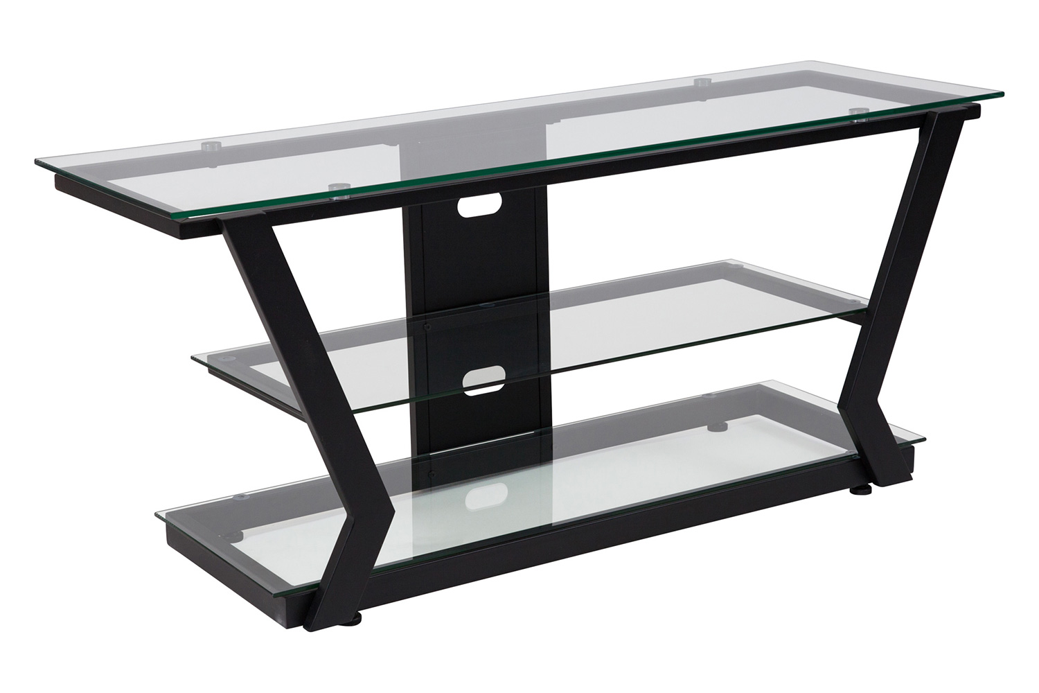 BLNK - Harbor Hills Glass TV Stand with Black Metal Frame