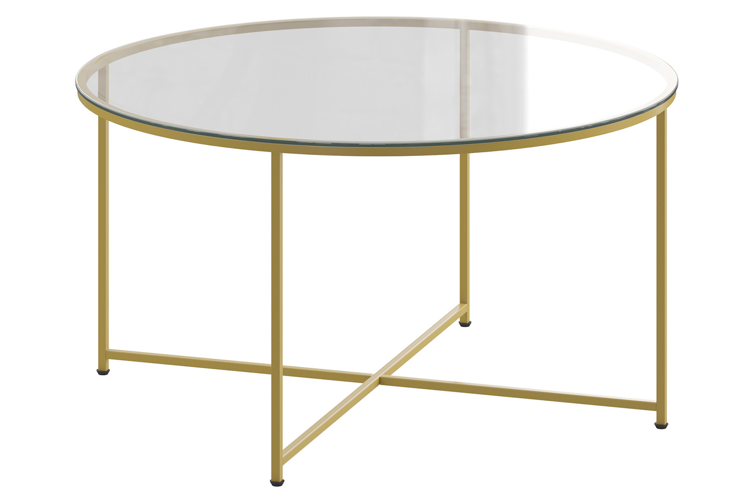 BLNK™ Greenwich Collection Modern Clear Glass Accent Coffee Table - Brushed Gold