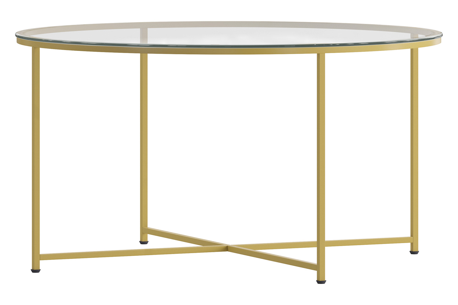 BLNK™ Greenwich Collection Modern Clear Glass Accent Coffee Table - Brushed Gold