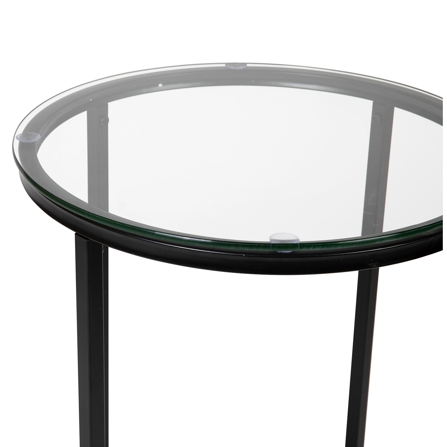 BLNK™ Greenwich Collection Modern Clear Glass End Table with Crisscross Frame - Matte Black