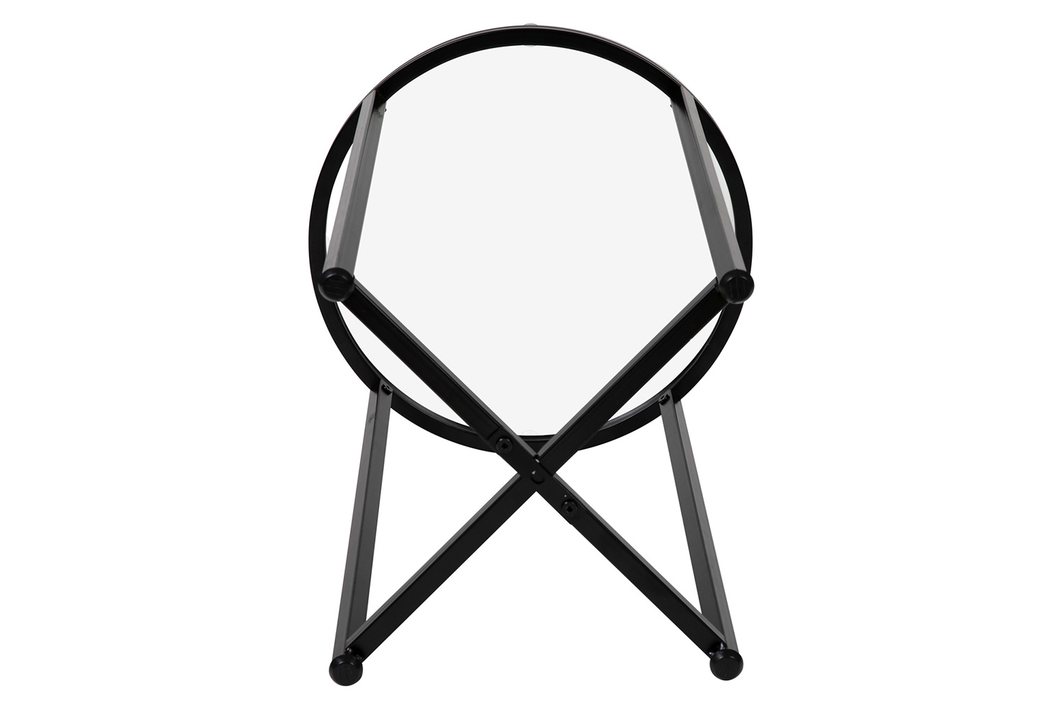 BLNK™ Greenwich Collection Modern Clear Glass End Table with Crisscross Frame - Matte Black