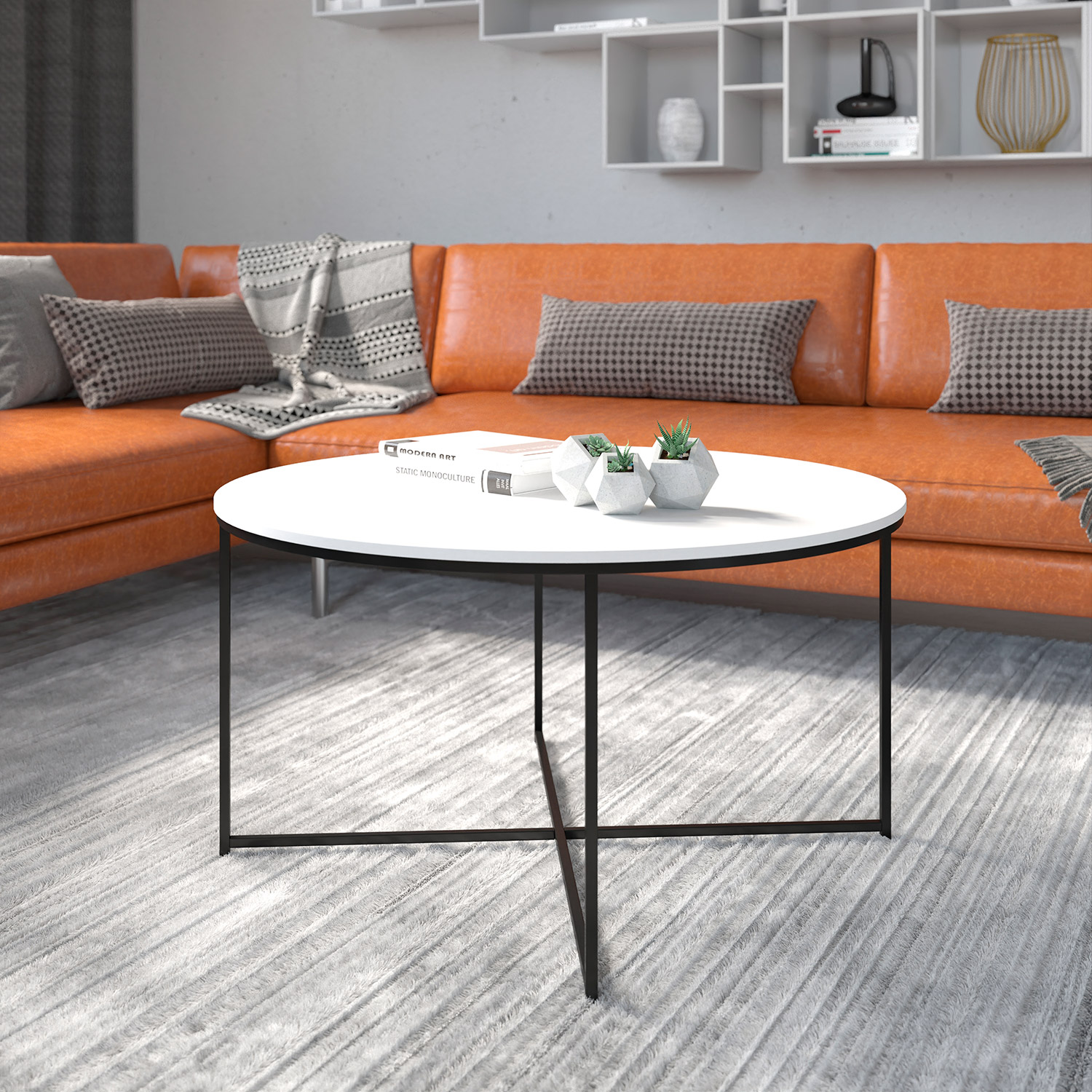 BLNK Hampstead Collection Modern White Finish Accent Coffee Table