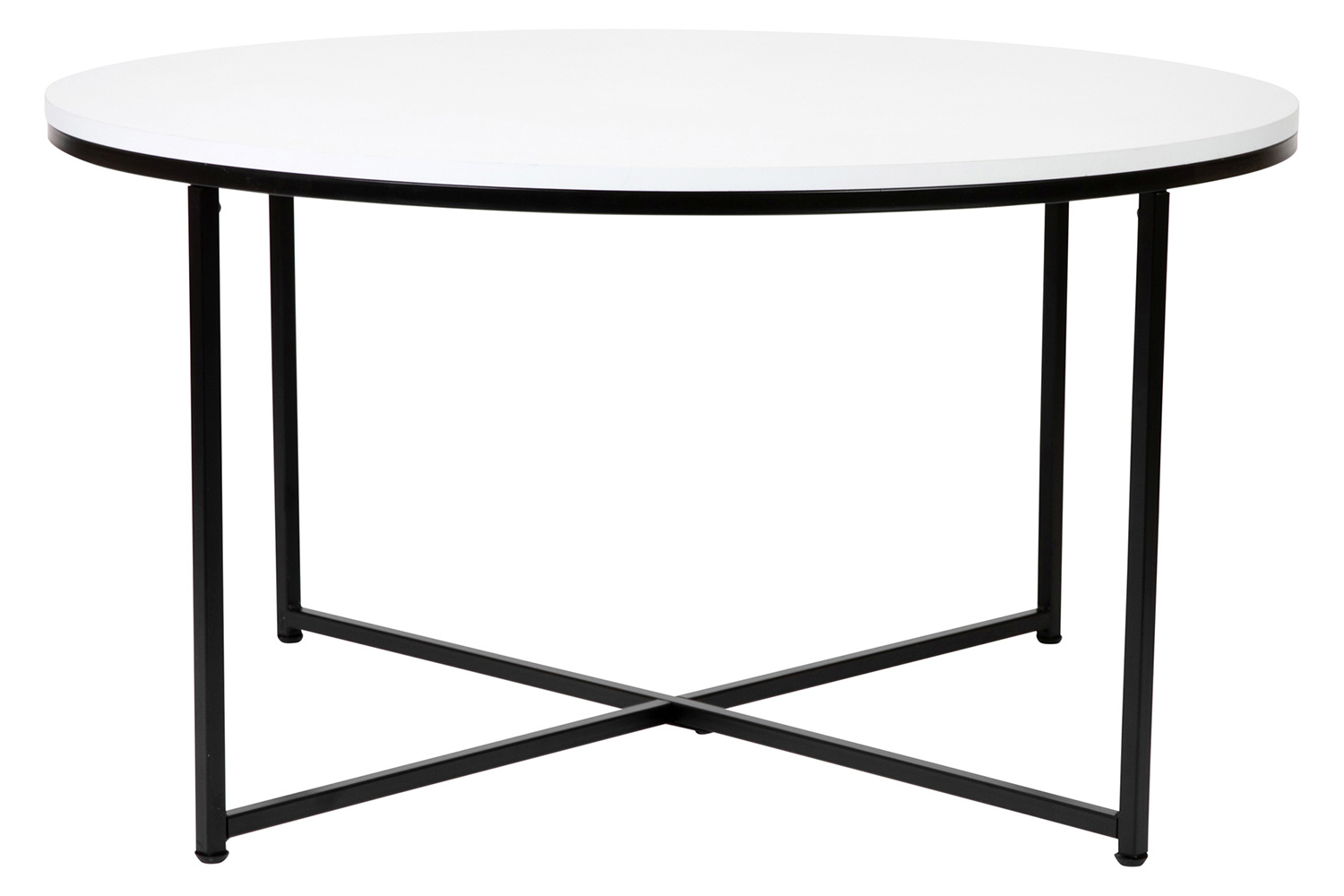 BLNK Hampstead Collection Modern White Finish Accent Coffee Table - Matte Black