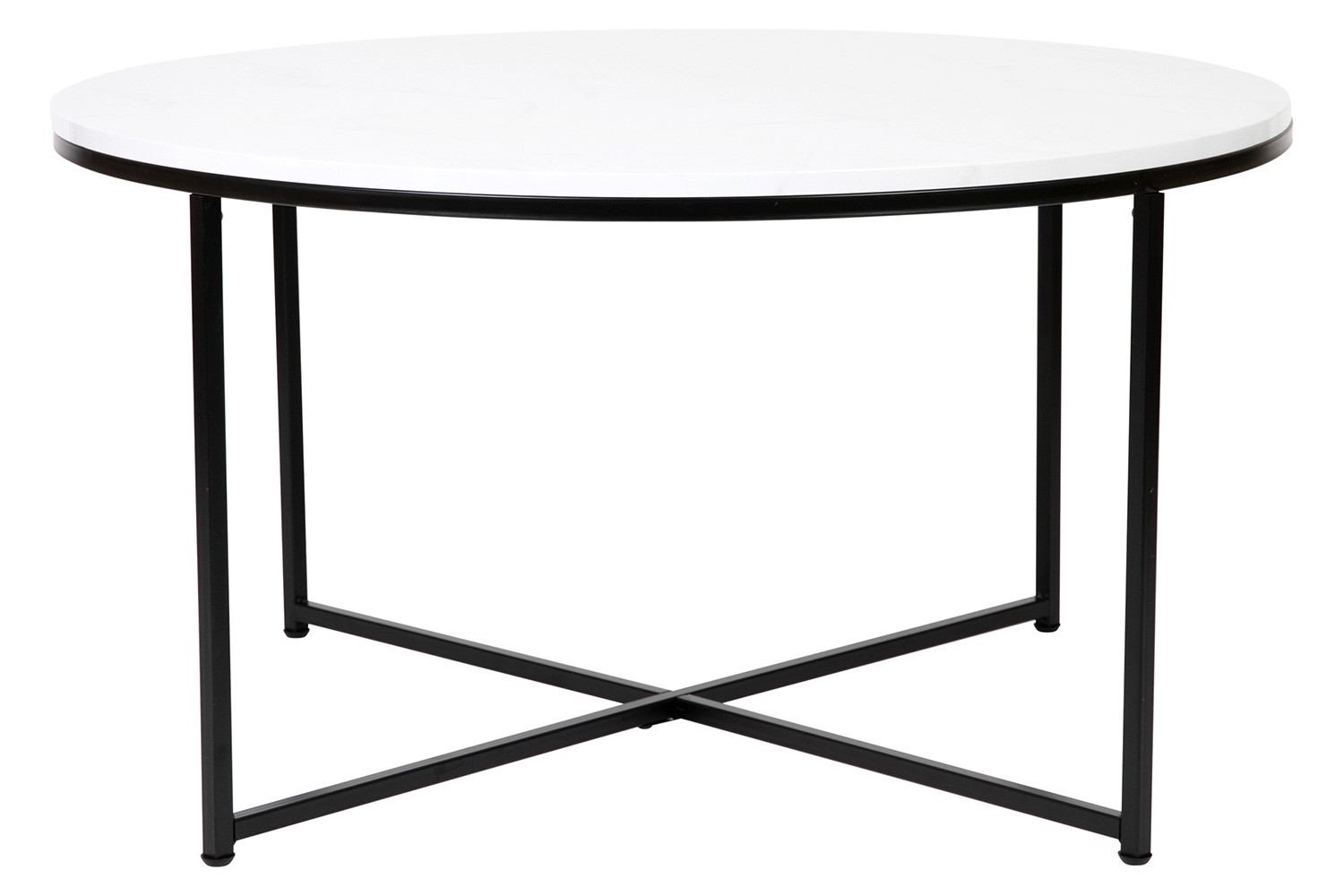 BLNK Hampstead Collection Modern White Marble Finish Accent Coffee Table