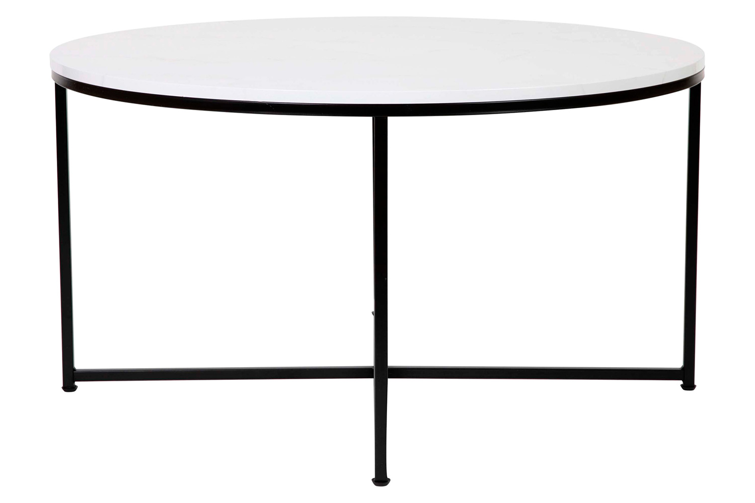 BLNK Hampstead Collection Modern White Marble Finish Accent Coffee Table - Matte Black