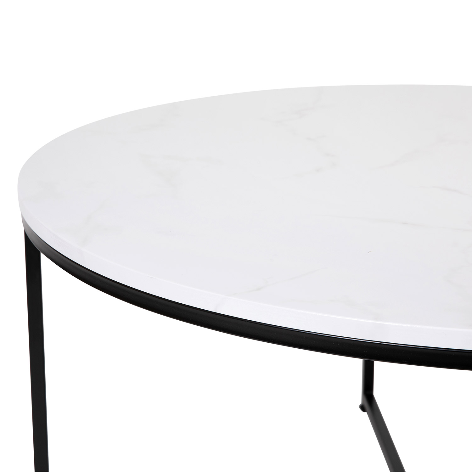 BLNK Hampstead Collection Modern White Marble Finish Accent Coffee Table - Matte Black