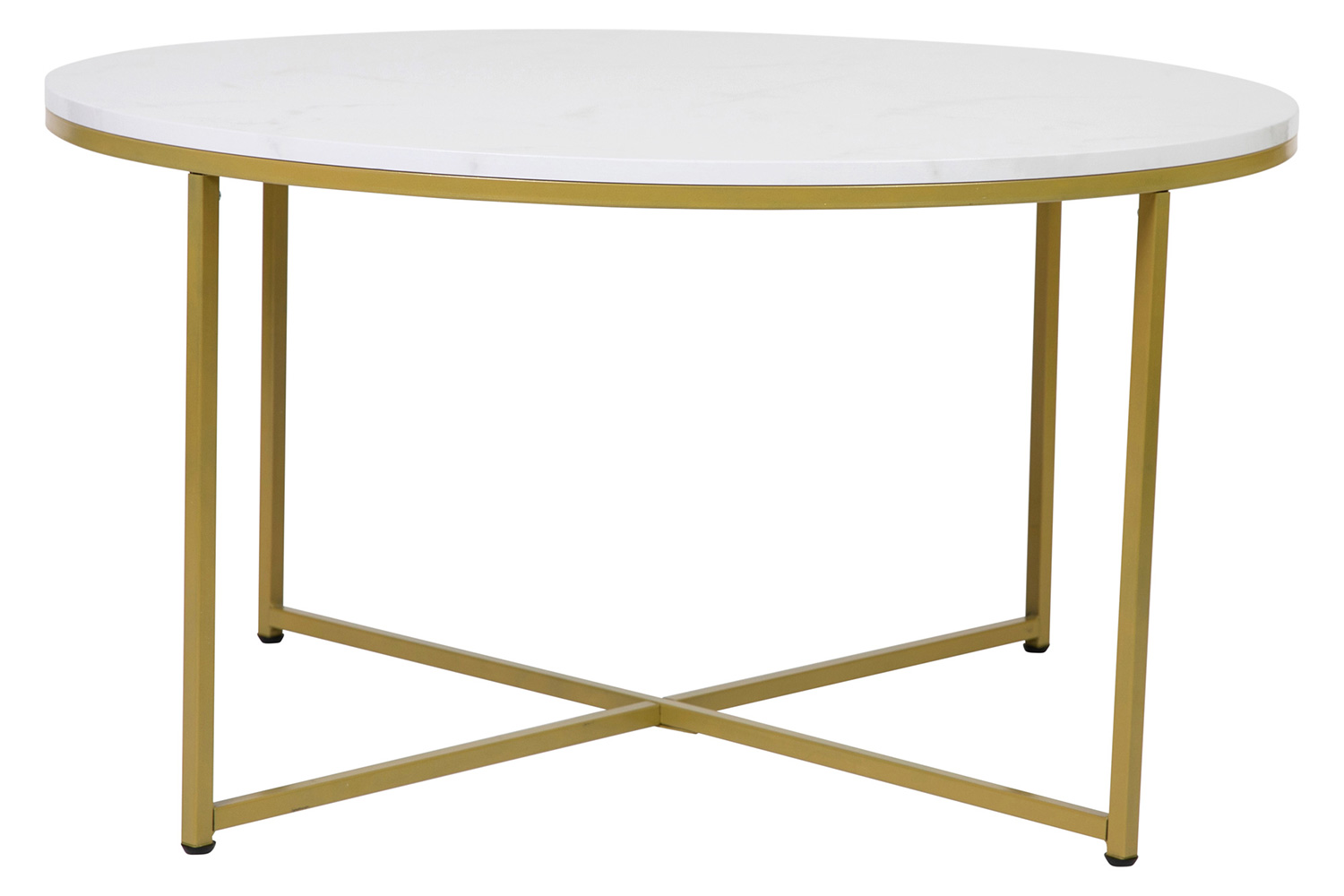 BLNK Hampstead Collection Modern White Marble Finish Accent Coffee Table - Brushed Gold